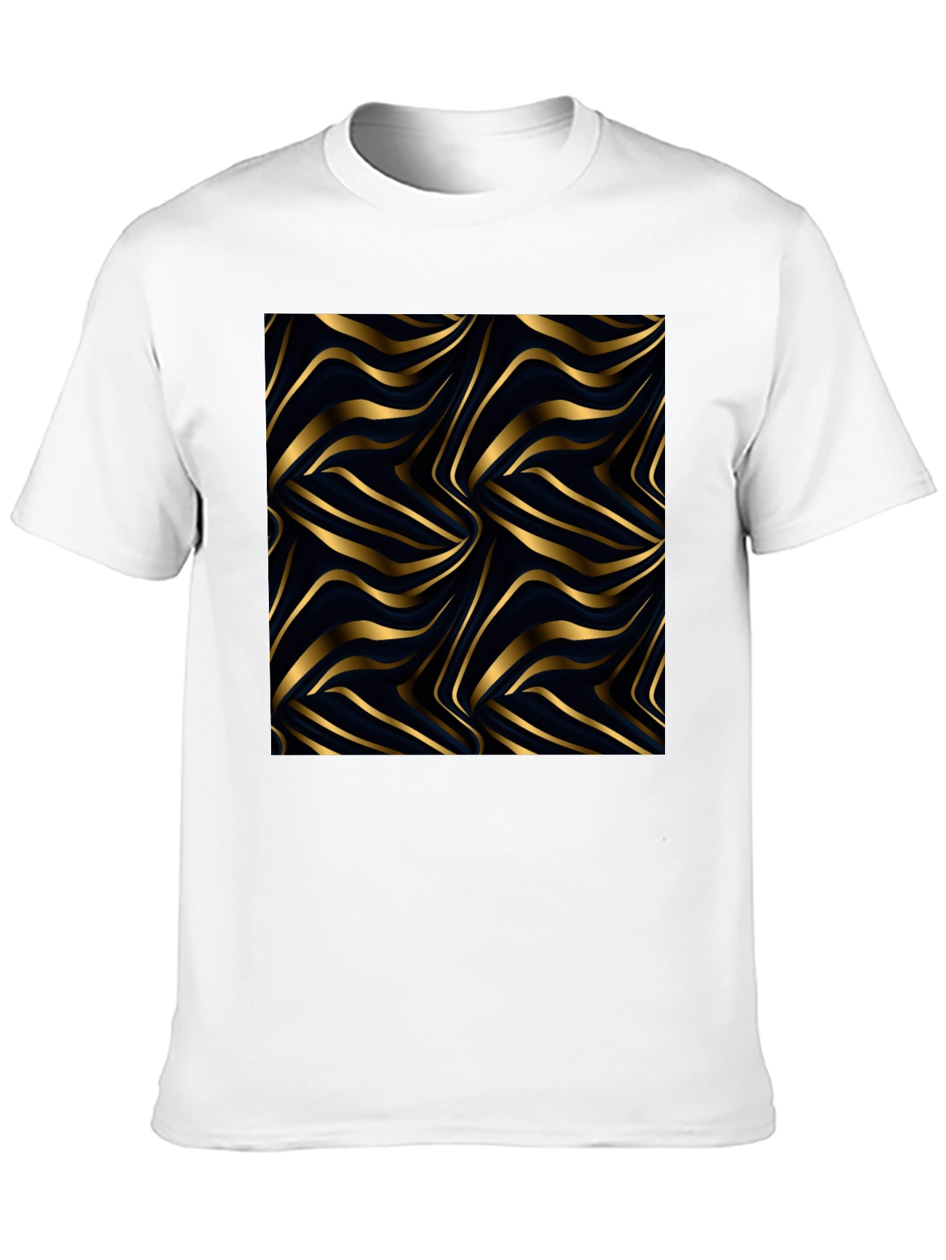 Black Gold Wave Pattern Black Tee view 10