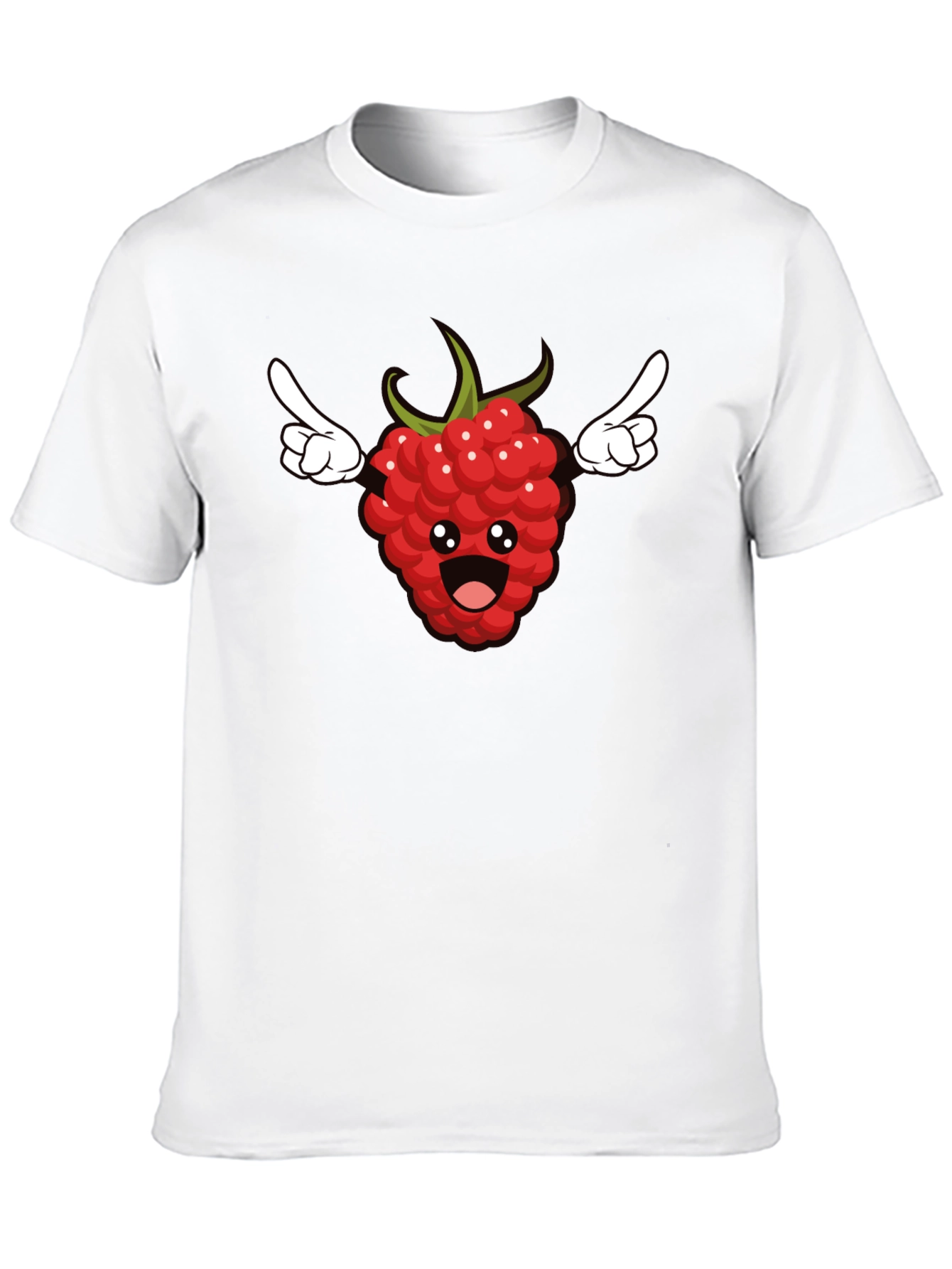 Black Funny Raspberry Cartoon Graphic T-Shirt - Black view 10