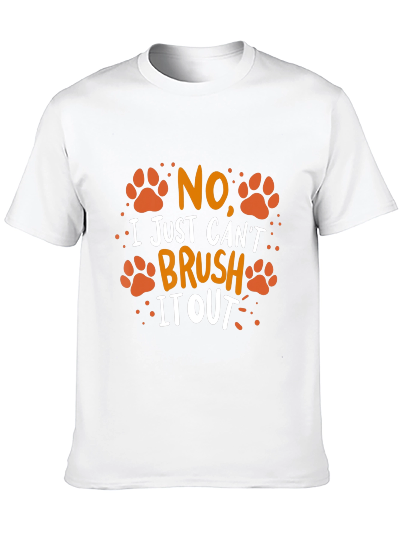 Black No Brush It Out Pet Paw Print T-Shirt view 10