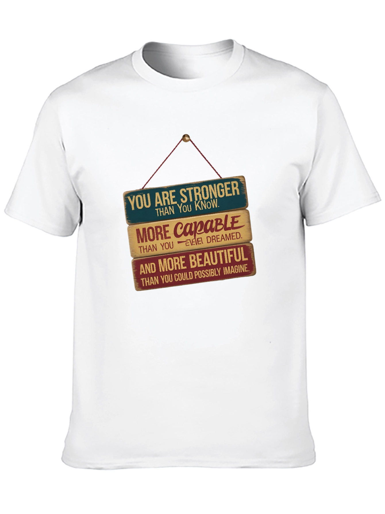 Black Inspirational T-Shirt: You Are Stronger, Capable, Beautiful view 10