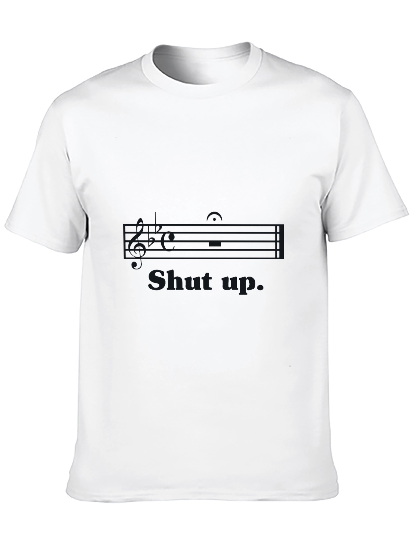 Black Black Graphic Tee - 'Shut Up' Music Note Design view 10