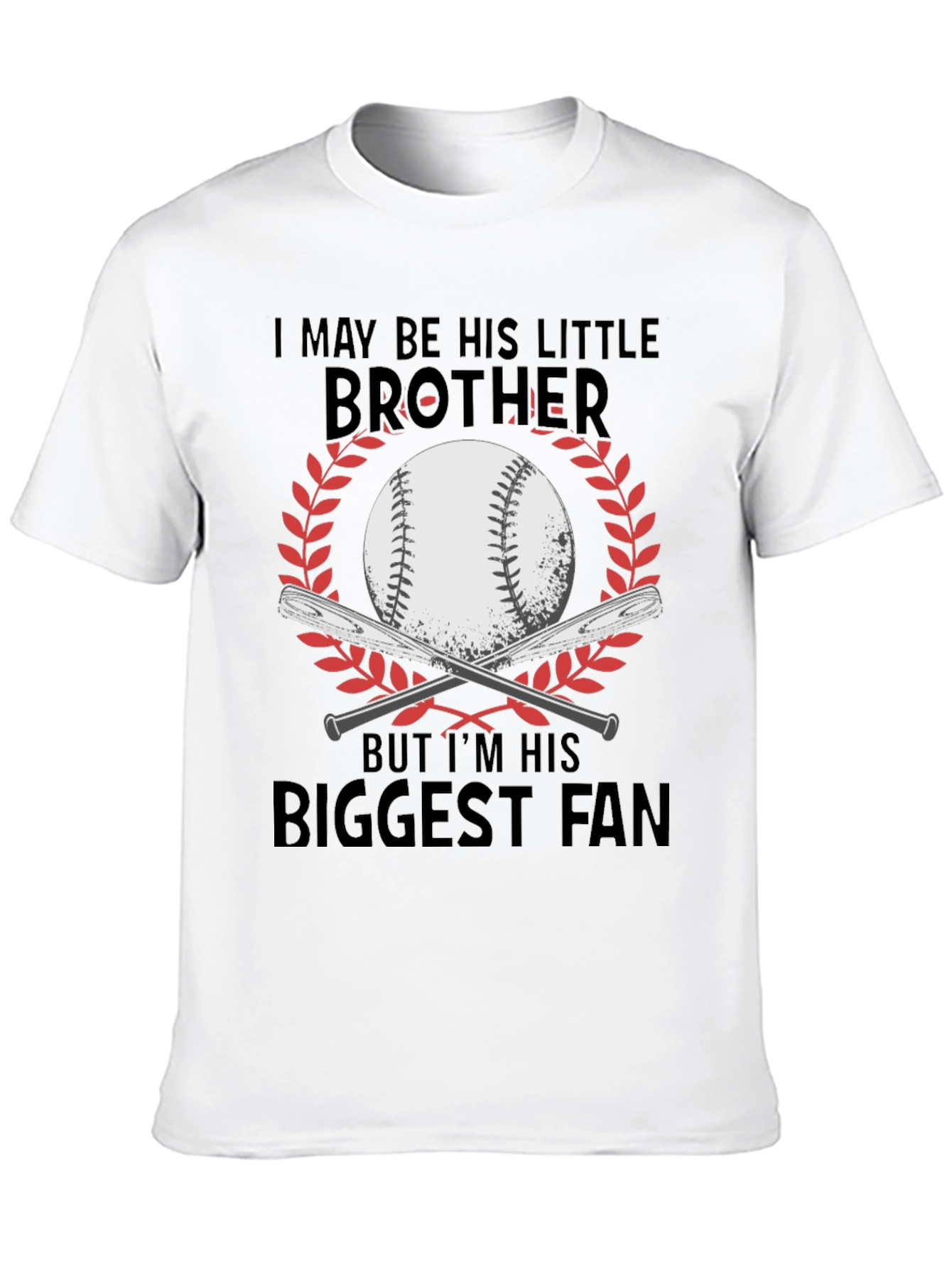 Black Little Brother Biggest Fan Baseball T-Shirt view 10