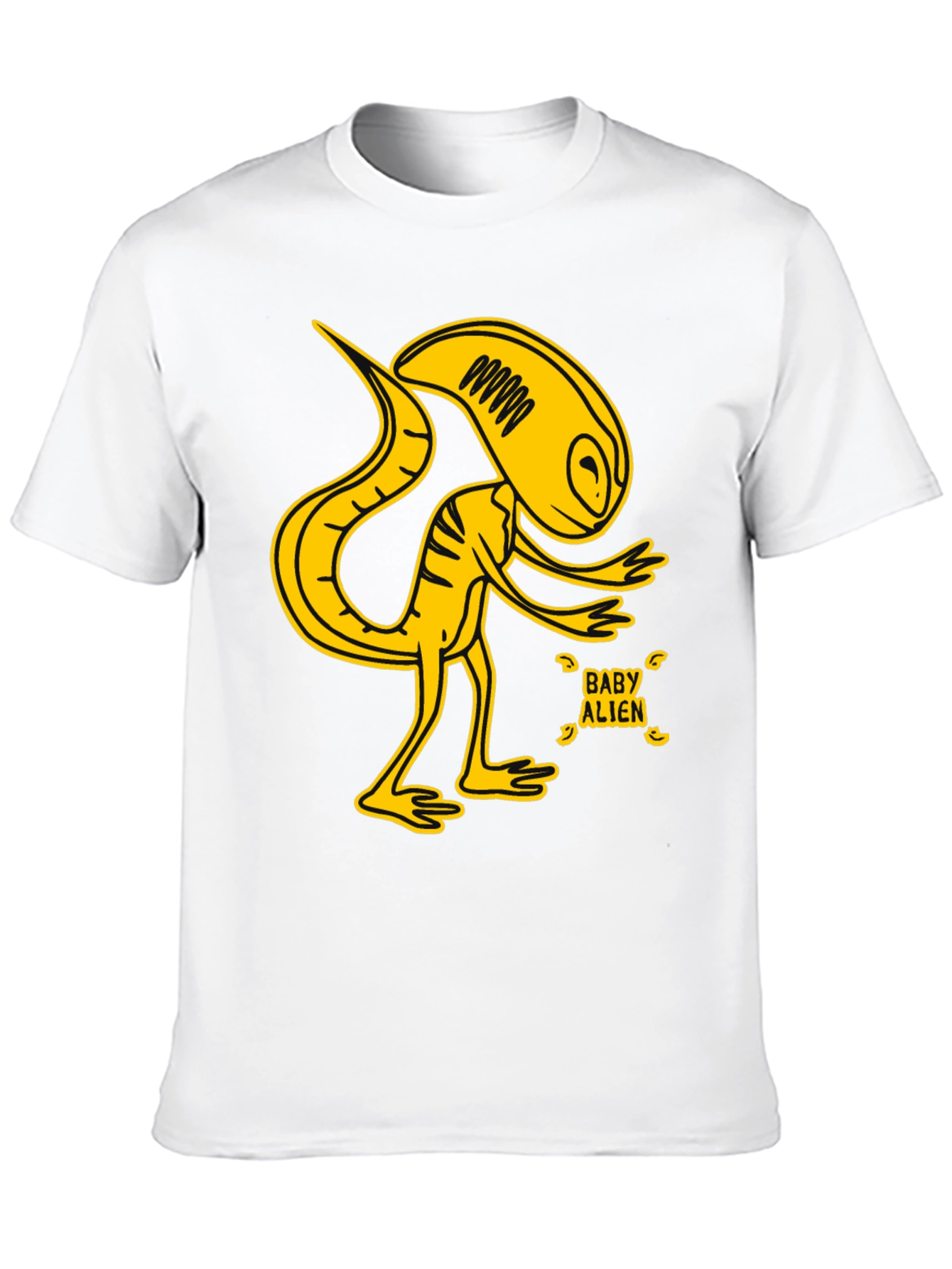 Black Baby Alien Graphic T-Shirt - Yellow Design view 10