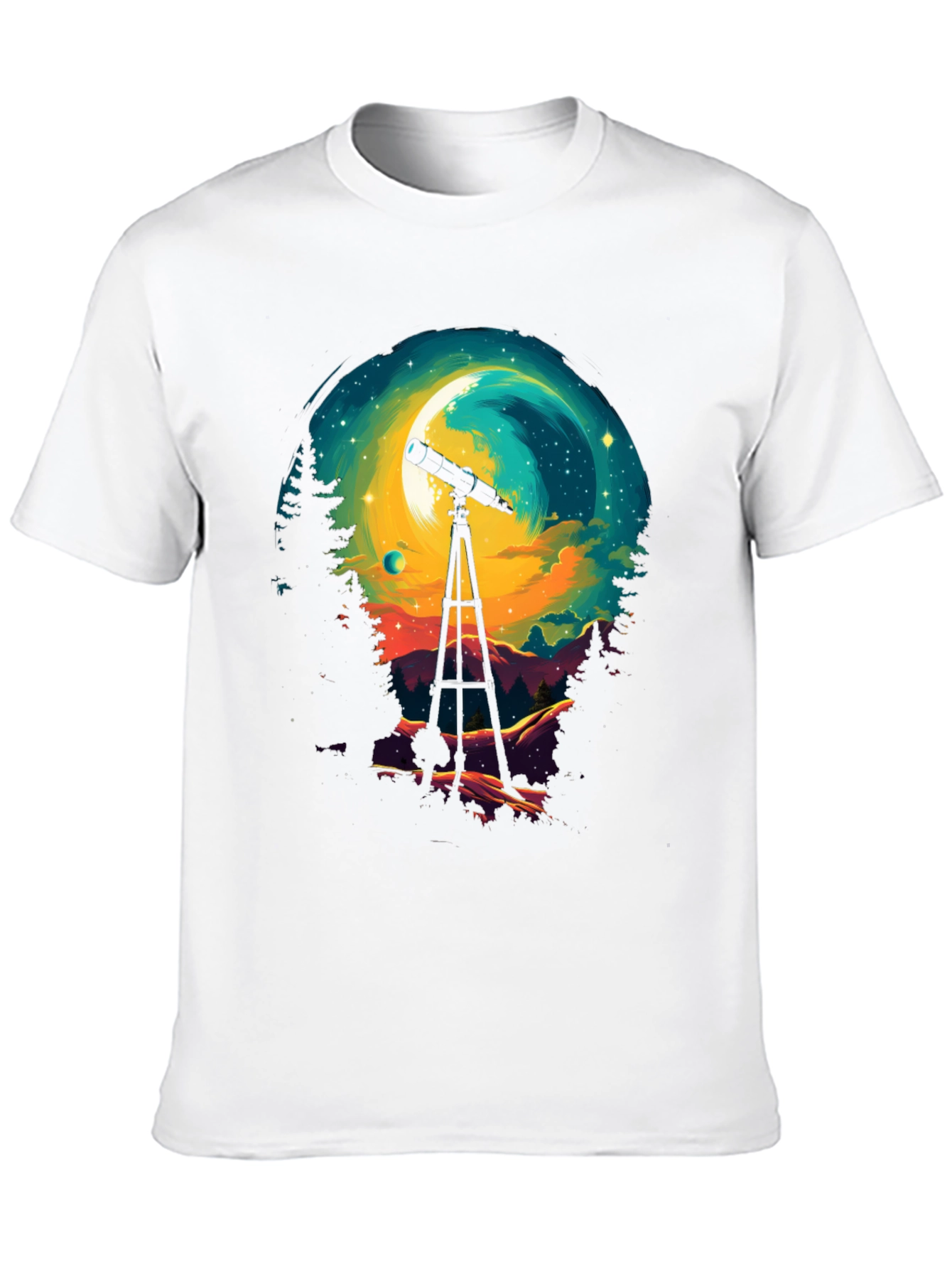 Black Astronomy Night Sky Telescope Graphic T-Shirt view 10