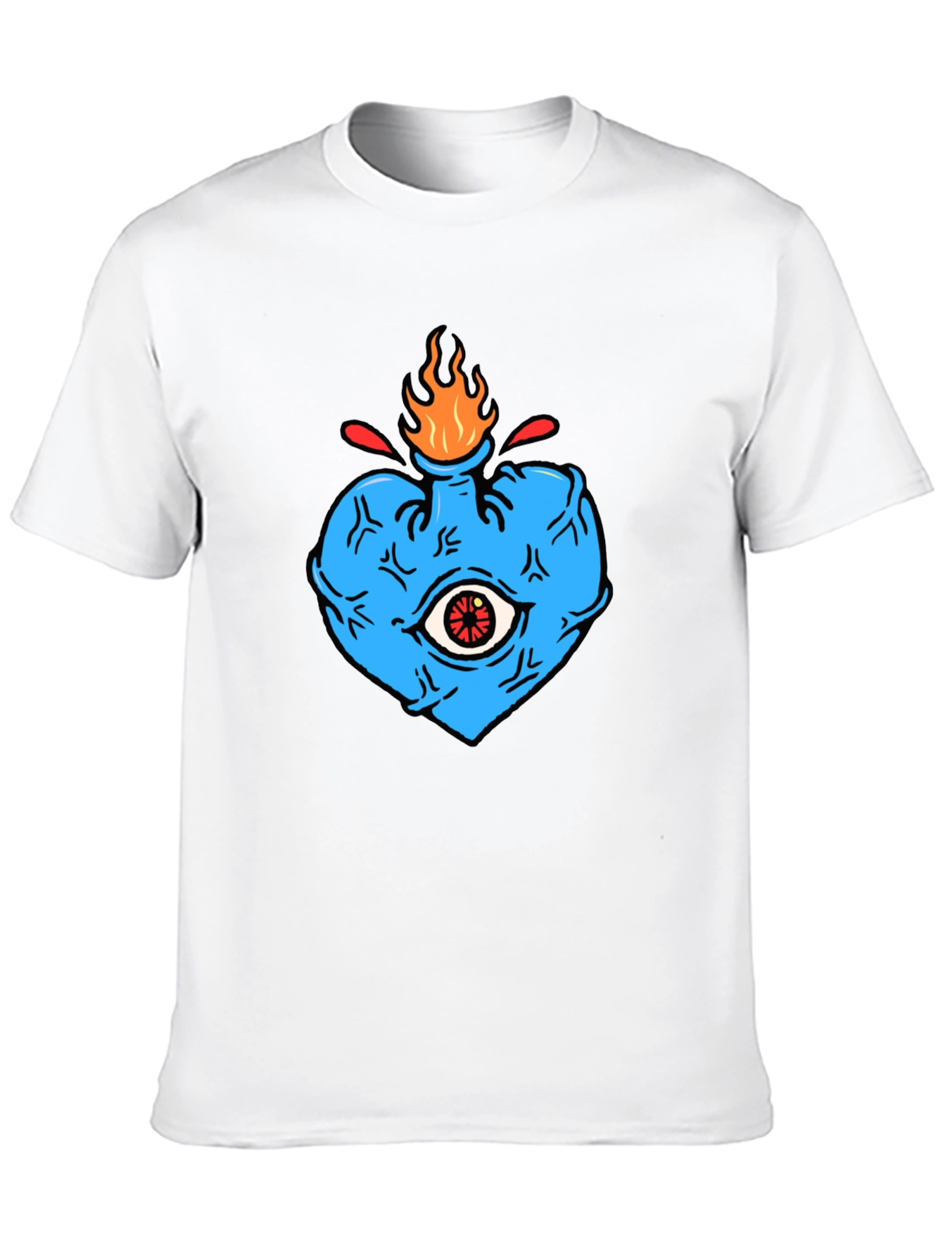 Black Men's Graphic Tee - Burning Heart Eye Design view 10