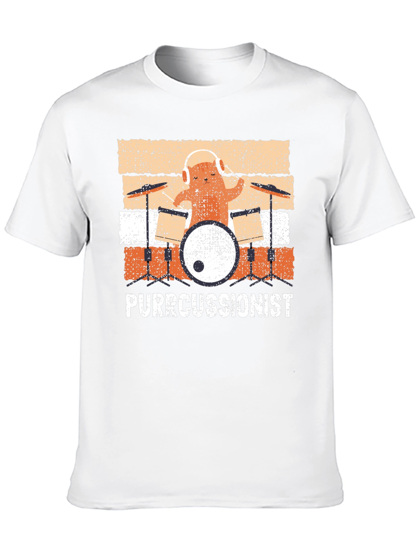 Black Purrcussionist Drummer Cat T-Shirt view 10