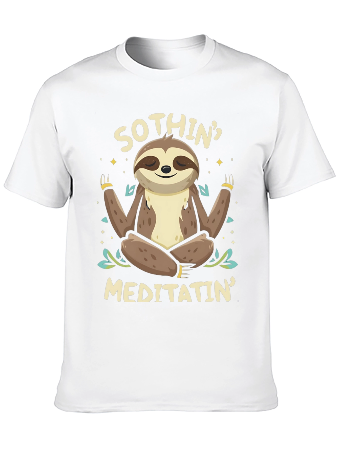 Black Men's "Sothin' Meditatin'" Sloth Graphic T-Shirt view 10
