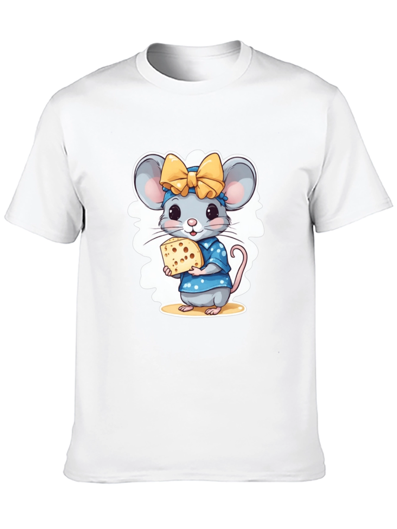 Black Cute Cartoon Mouse Cheese Lover T-Shirt view 10