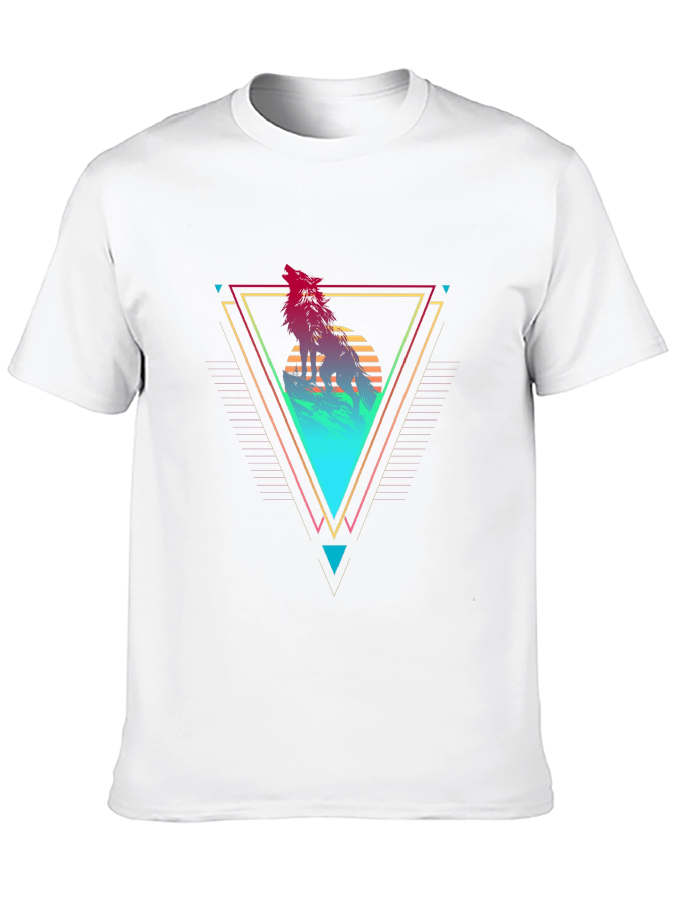 Black Geometric Wolf Graphic Tee view 10