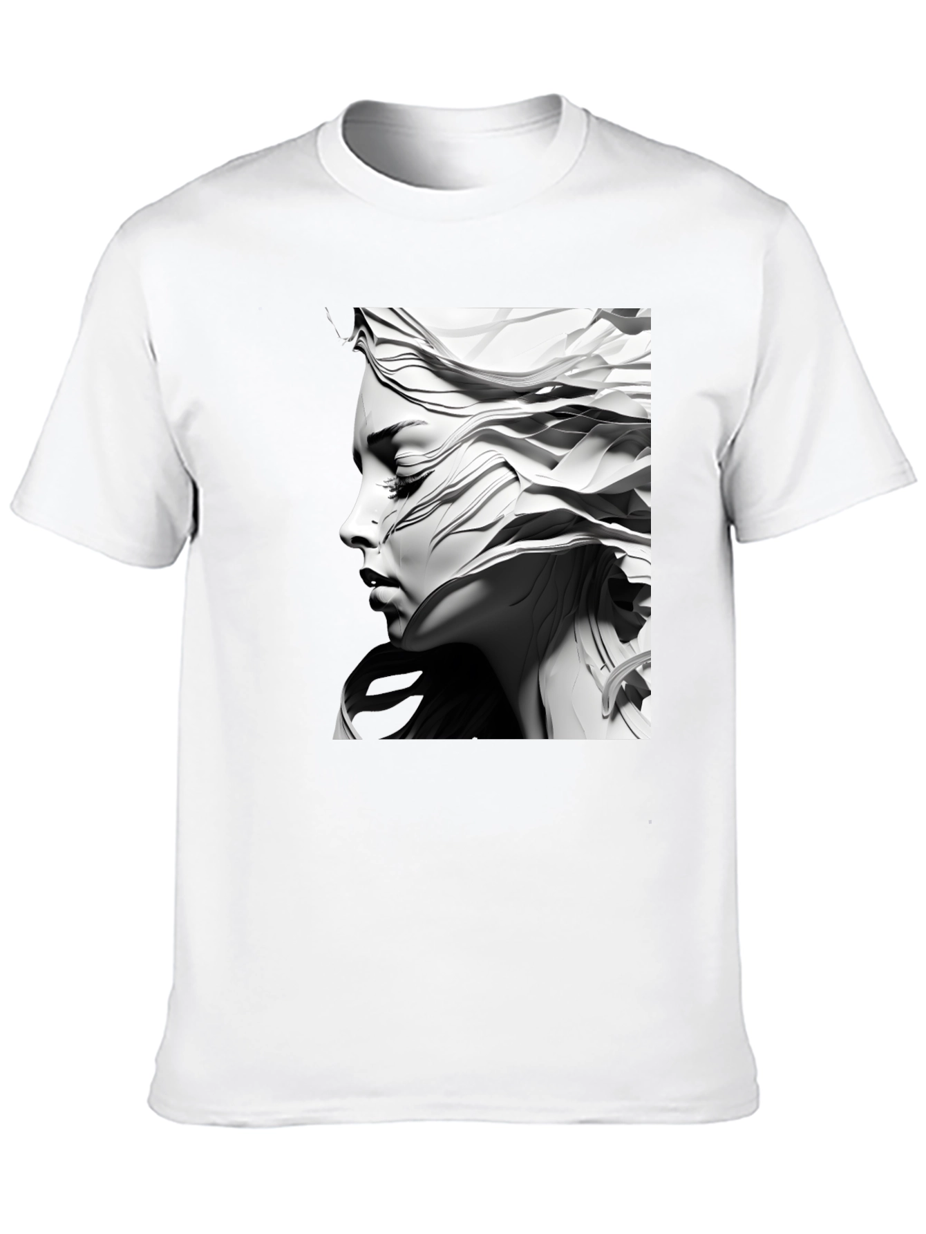 Black Abstract Woman Graphic Tee - Modern Art T-Shirt view 10