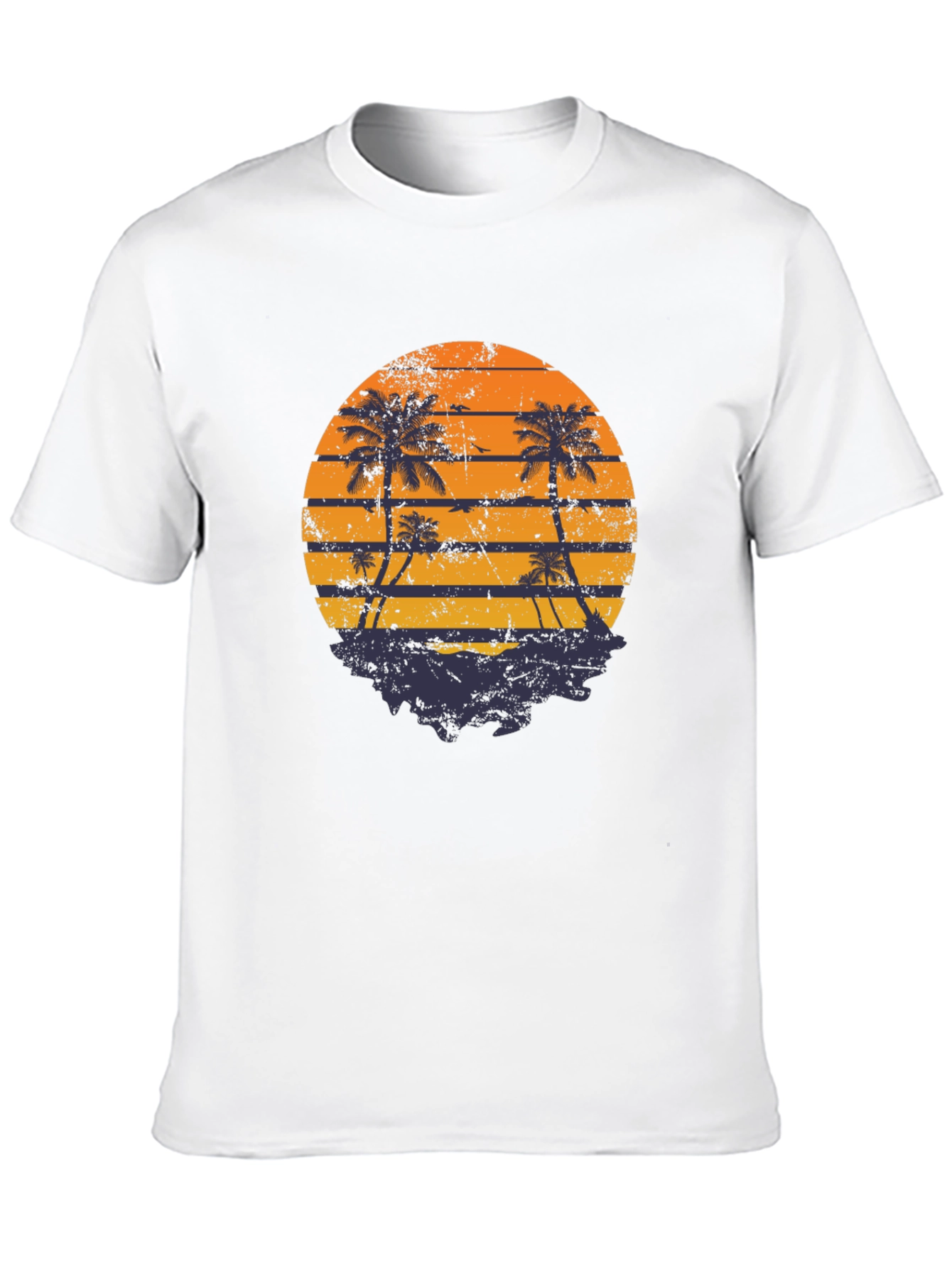 Black Retro Sunset Palm Tree Graphic T-Shirt view 10