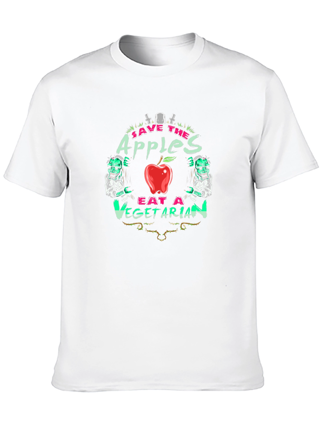 Black Save the Apples Eat a Vegetarian T-Shirt view 10