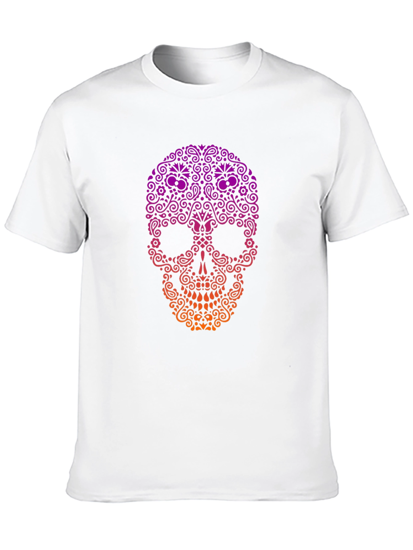 Black Ornamental Skull Graphic Tee - Black Cotton T-Shirt view 10