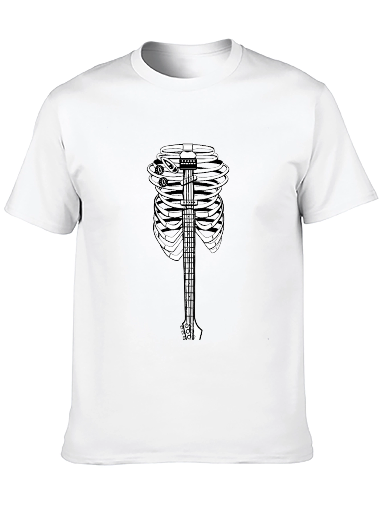 Black Guitar Ribcage Graphic Tee - Rock Music Fashion view 10