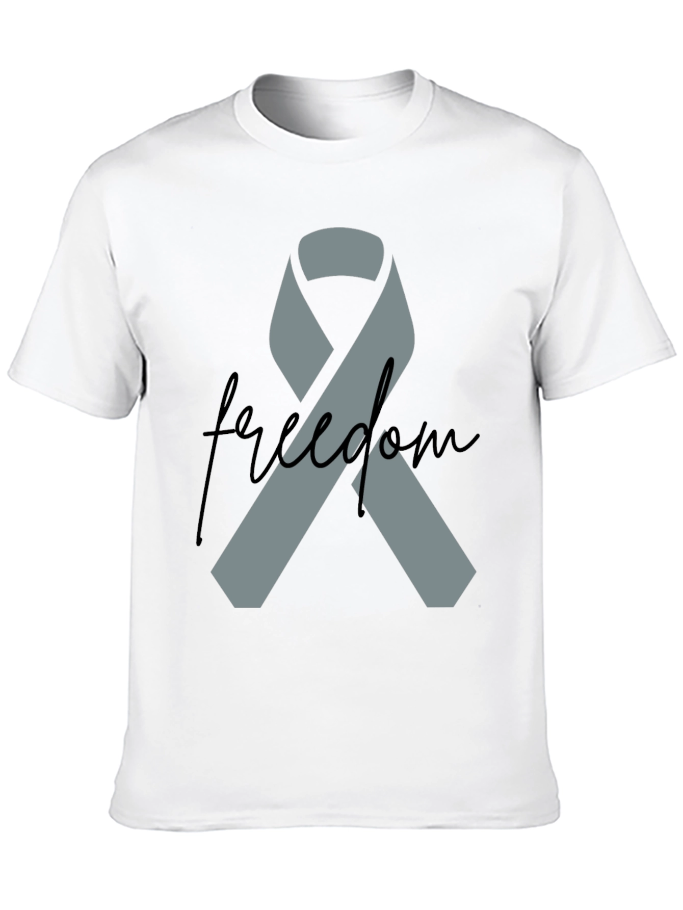 Freedom Ribbon T-Shirt - Grey Ribbon on Black - 10