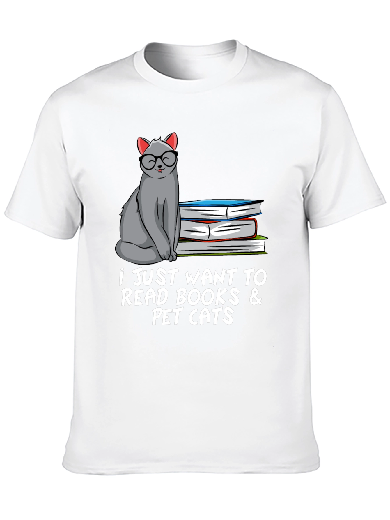Black Bookish Cat Lover T-Shirt: Read Books & Pet Cats view 10