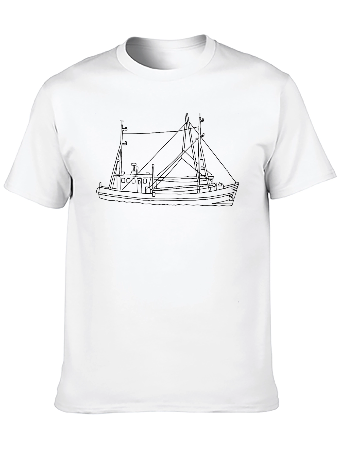 Black Fishing Boat Graphic Tee - Black Cotton T-Shirt view 10