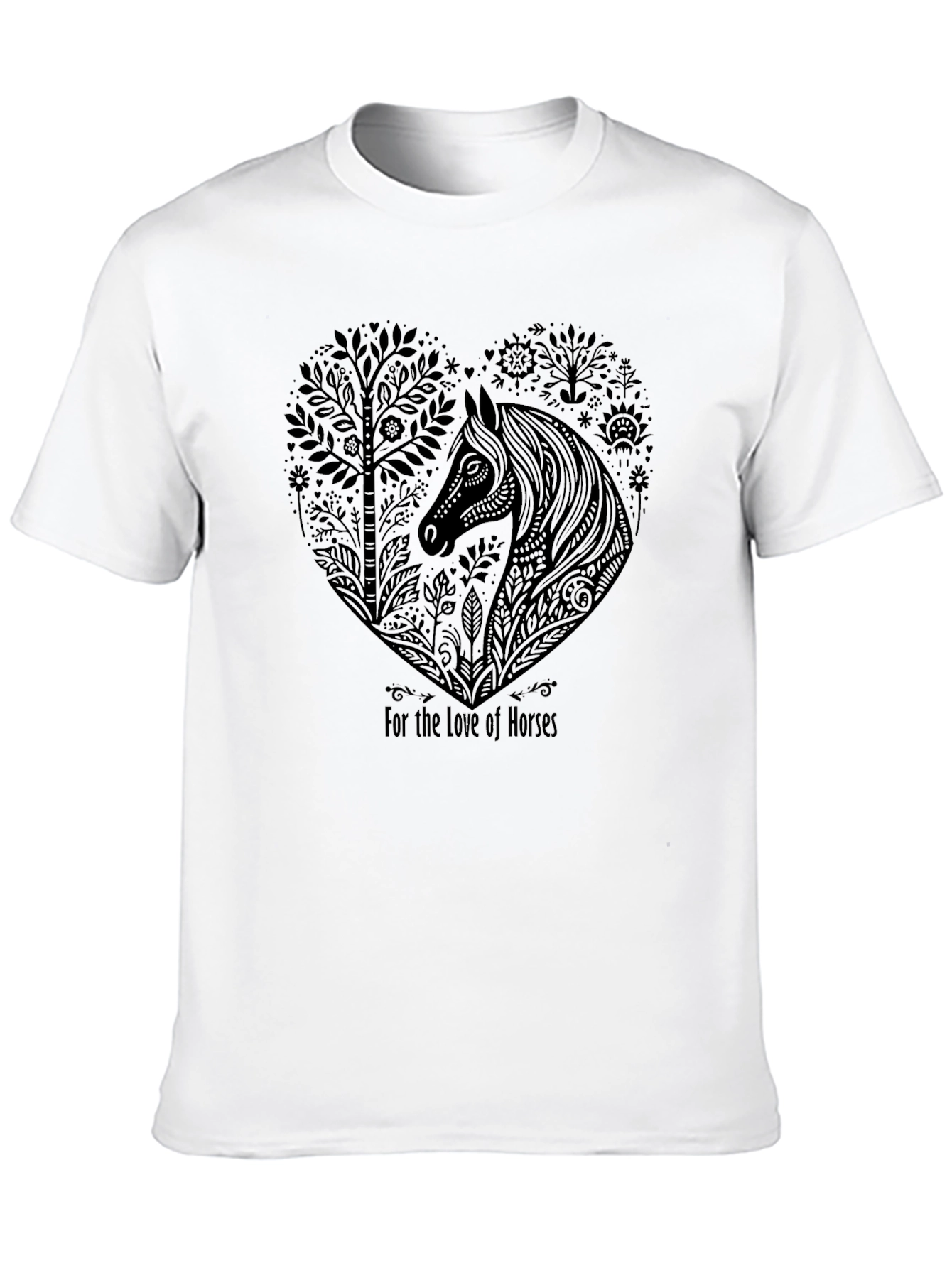 Black Horse Lover T-Shirt - Heart Design view 10