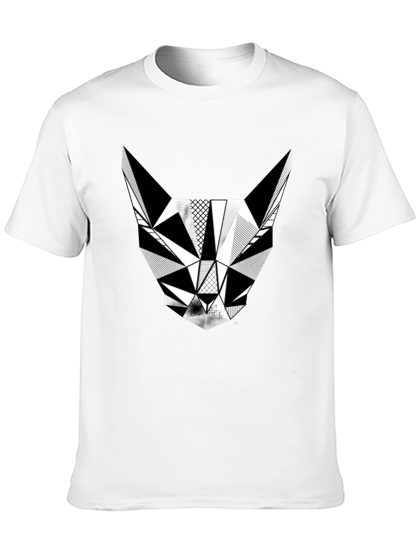 Black Geometric Cat T-Shirt - Modern Graphic Tee view 10