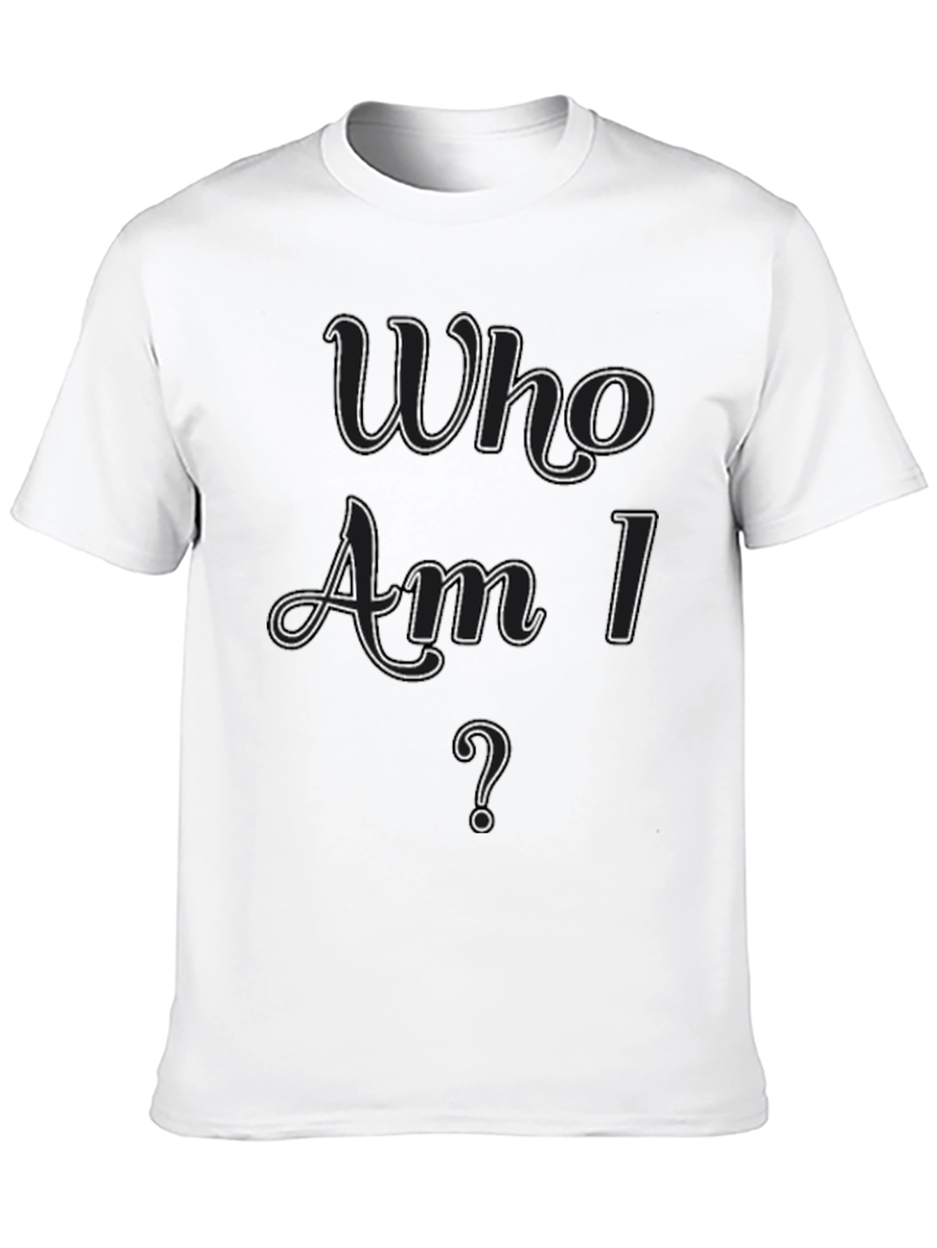 Black Who Am I? Graphic Print Crew Neck T-Shirt view 10