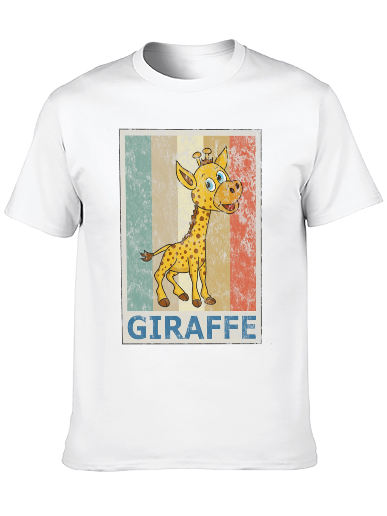 Black Giraffe Cartoon Print Black T-Shirt view 10