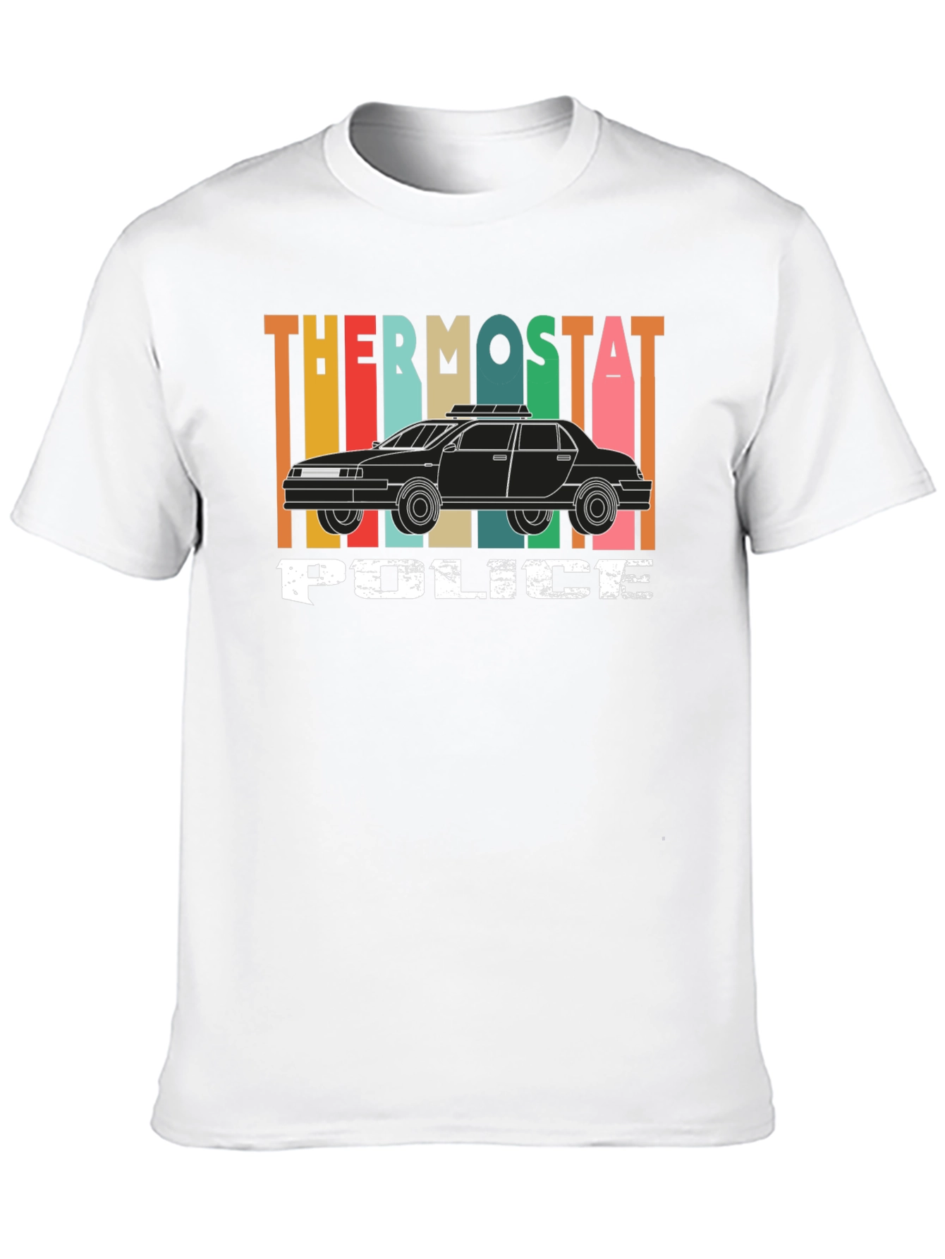 Black Thermostat Police Graphic T-Shirt - Retro Style view 10