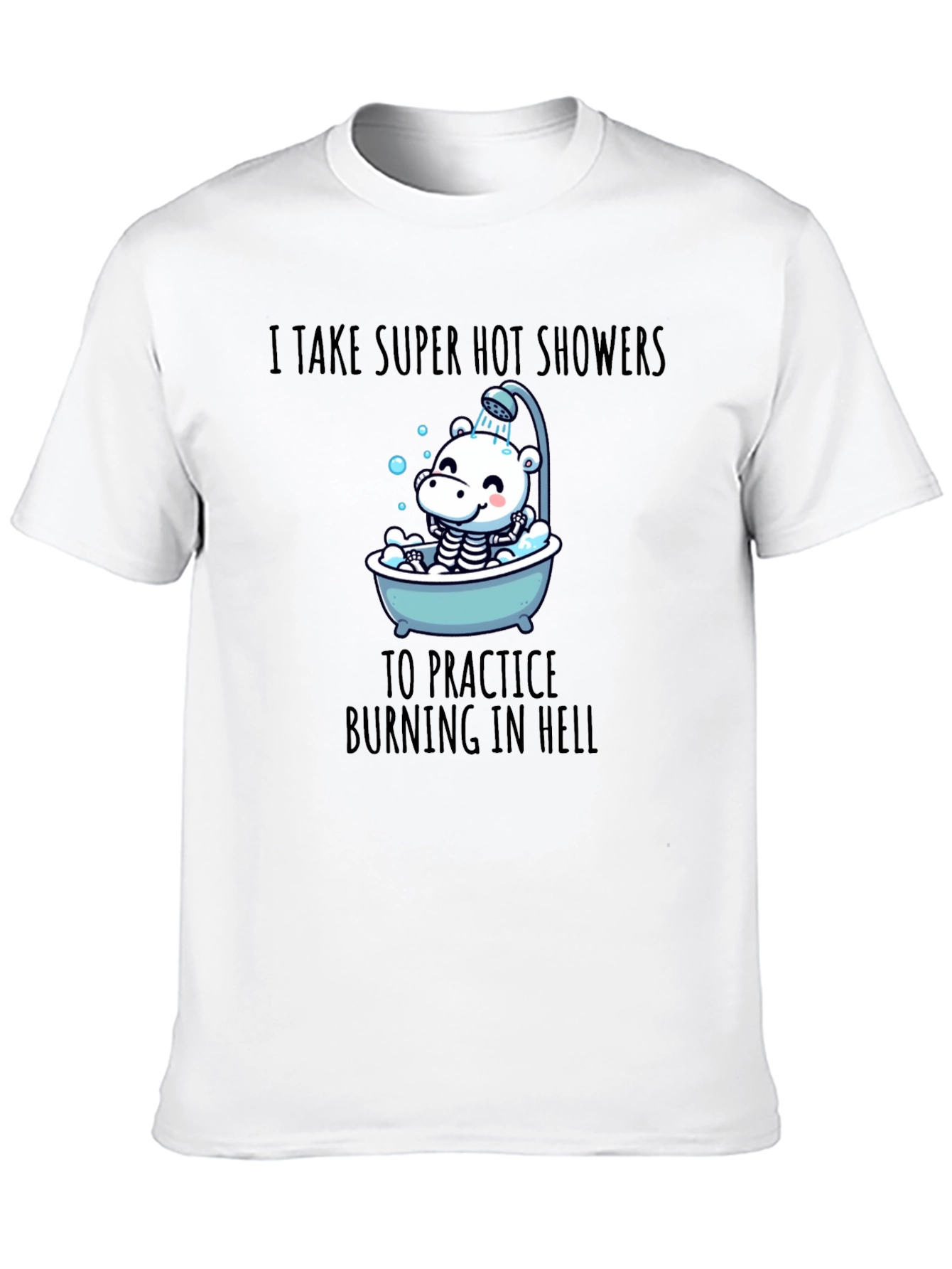 Black Funny 'Burning in Hell' Shower T-Shirt view 10