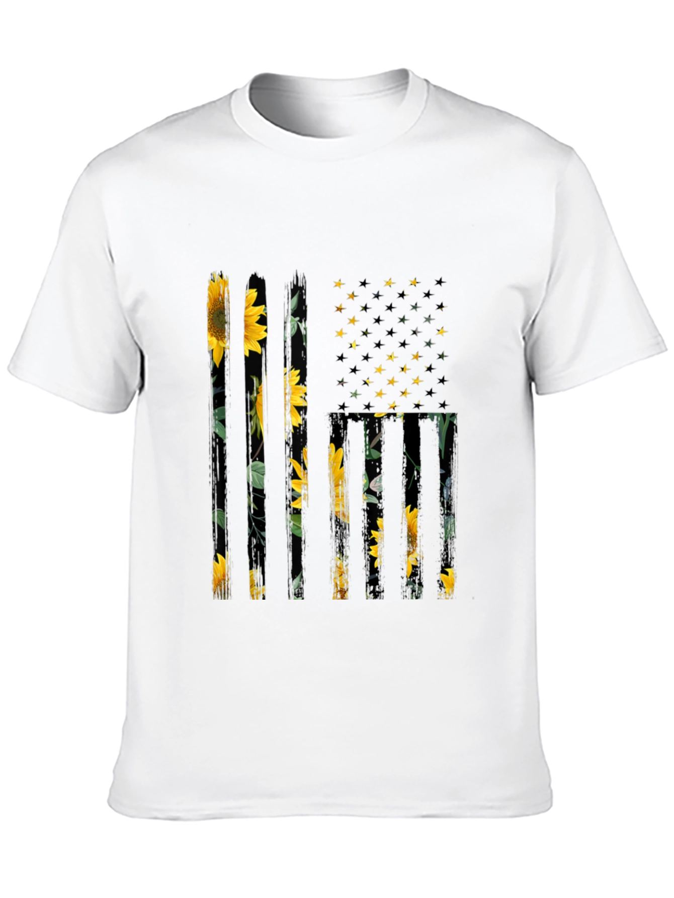 Black Sunflower American Flag Graphic Tee view 10