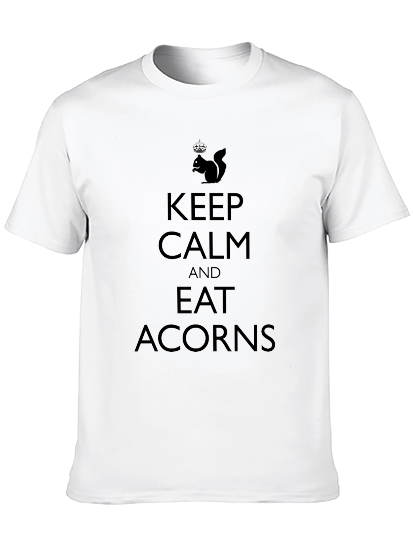 Black Keep Calm and Eat Acorns Graphic Tee - Black Cotton T-Shirt view 10