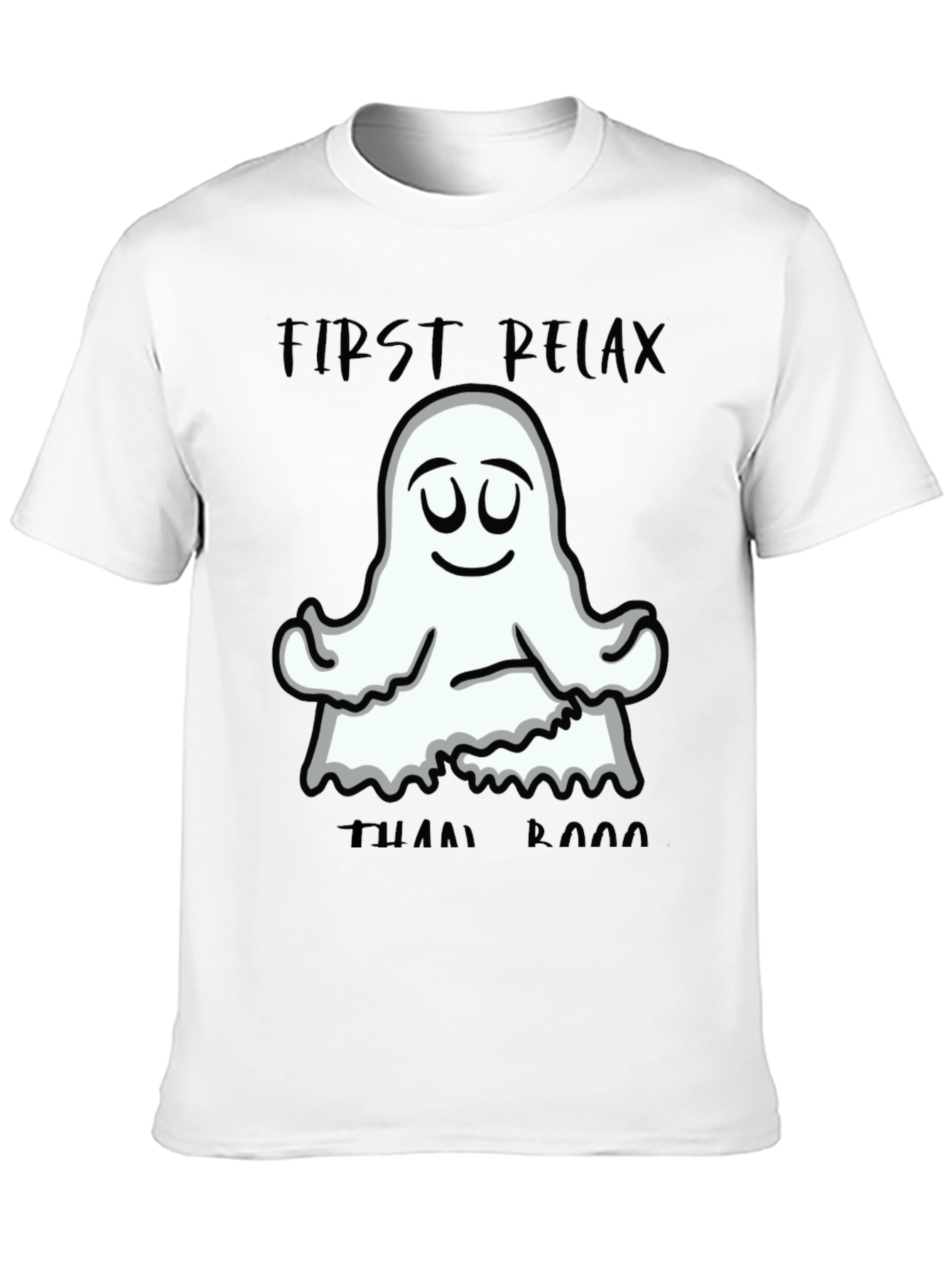 Black Relax Ghost Graphic T-Shirt - Halloween Yoga Tee view 10