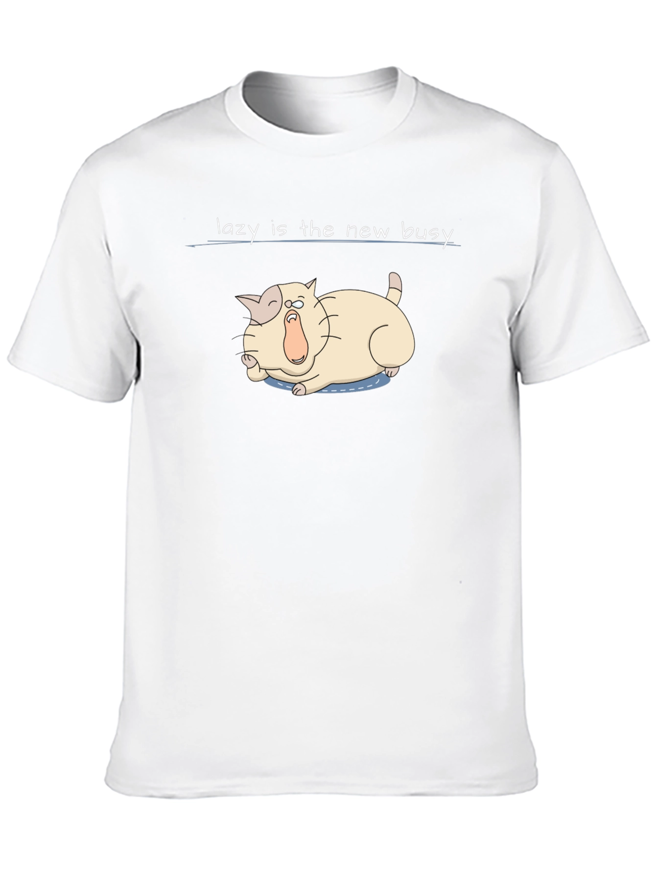 Black Lazy is the New Busy Tee - Funny Cat Graphic T-Shirt view 10