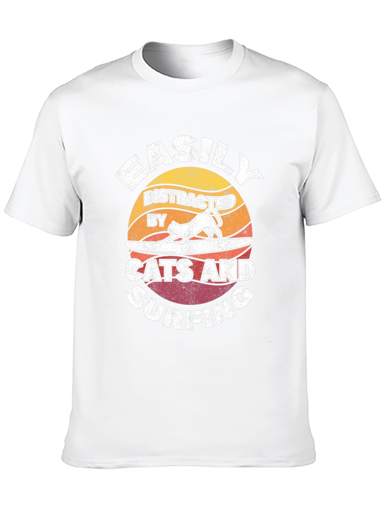 Black Easily Distracted Cats & Surfing T-Shirt view 10