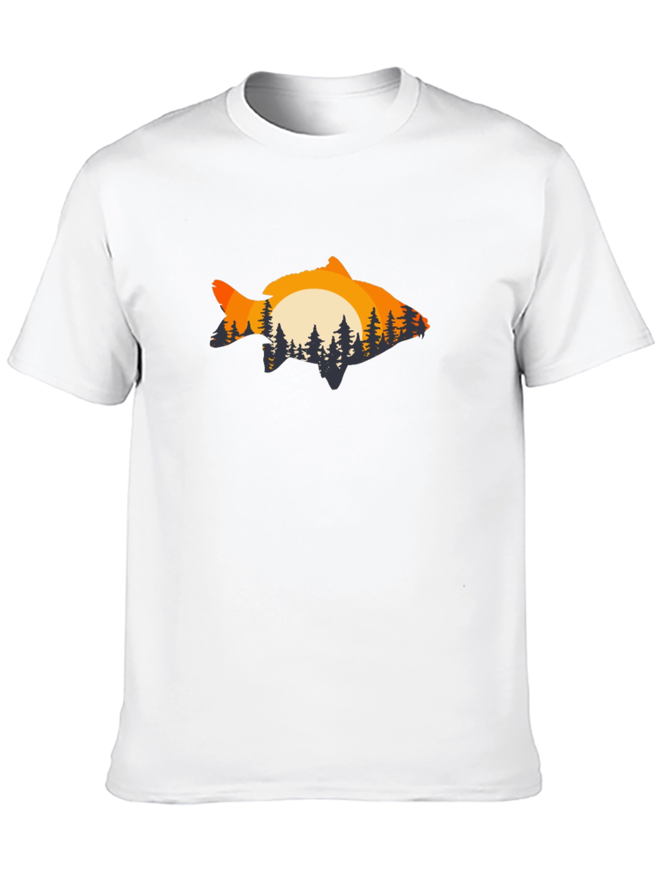 Black Sunset Fish Graphic Tee - Black Cotton Blend view 10