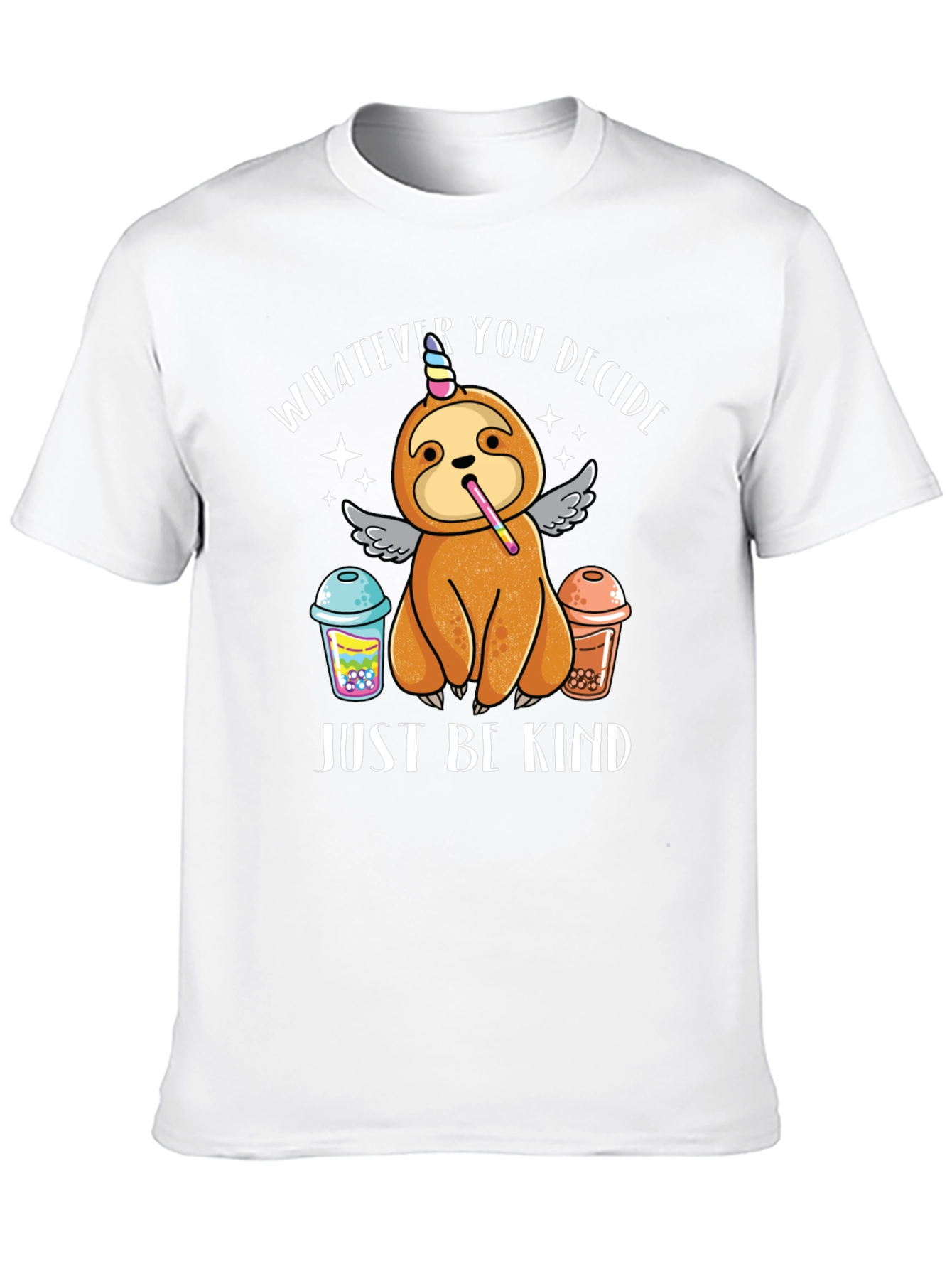 Black Sloth Unicorn Bubble Tea T-Shirt - Just Be Kind view 10