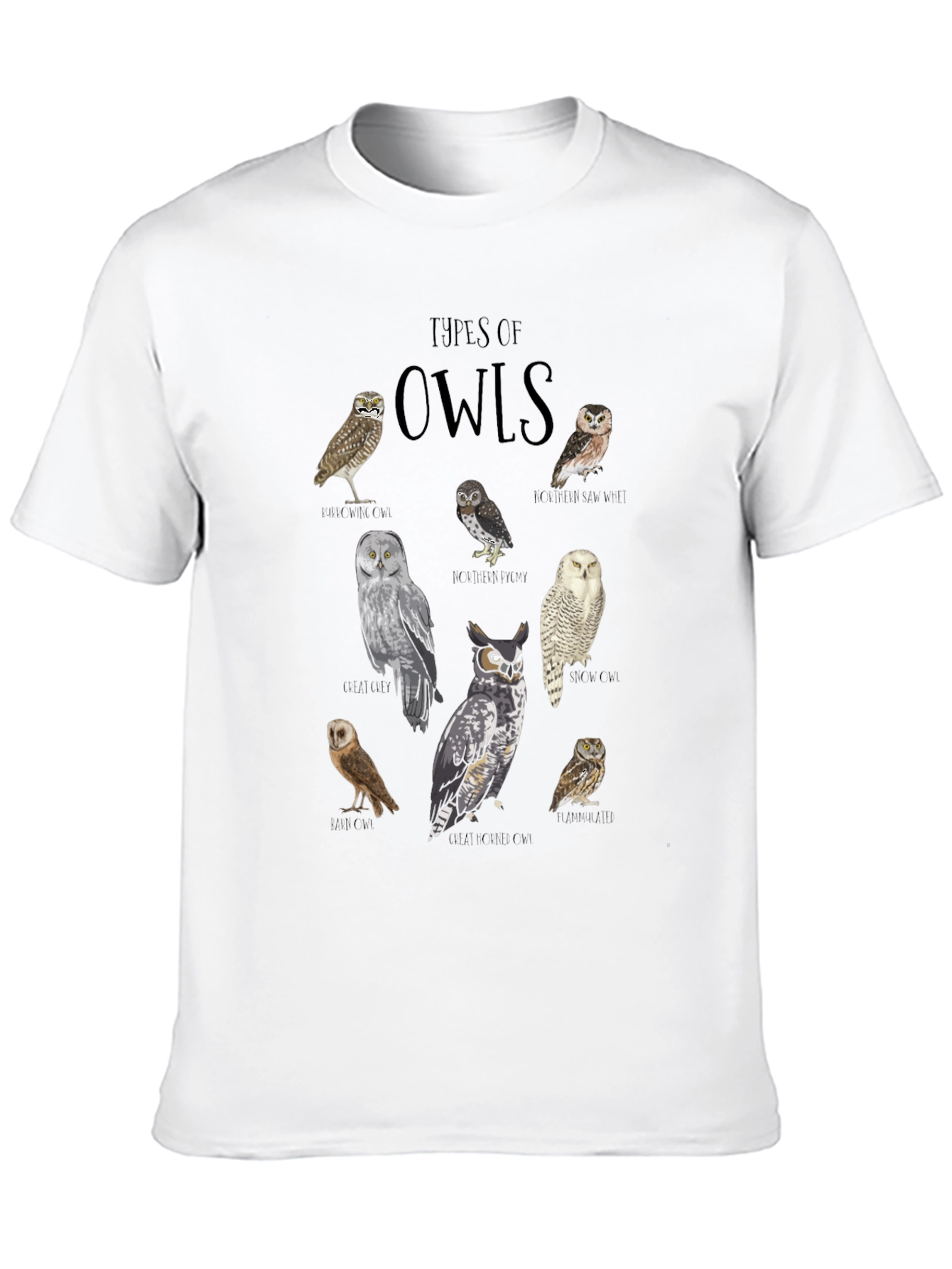 Black Types of Owls Graphic T-Shirt view 10