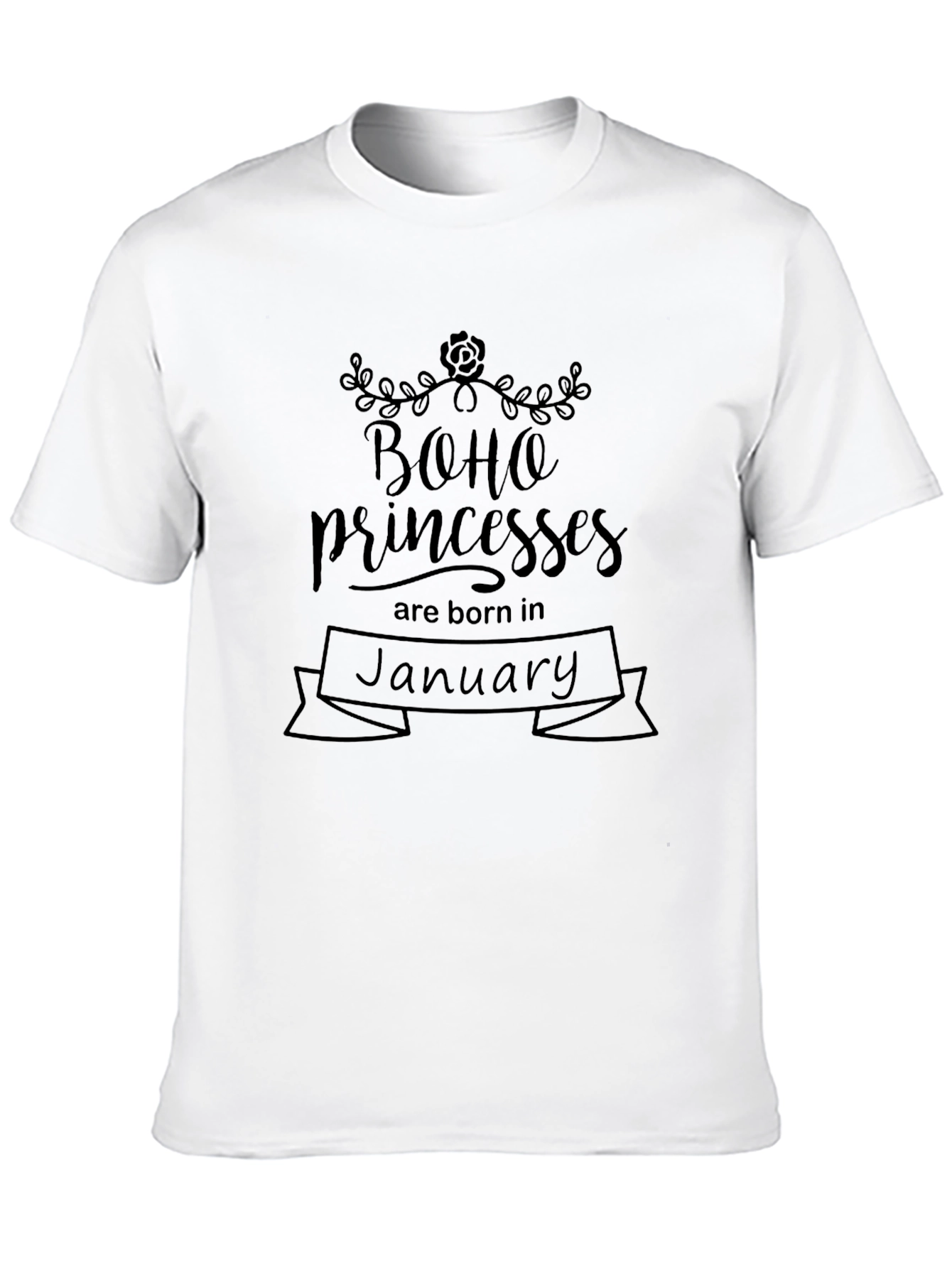 Black Boho Princesses January Birthday T-Shirt view 10