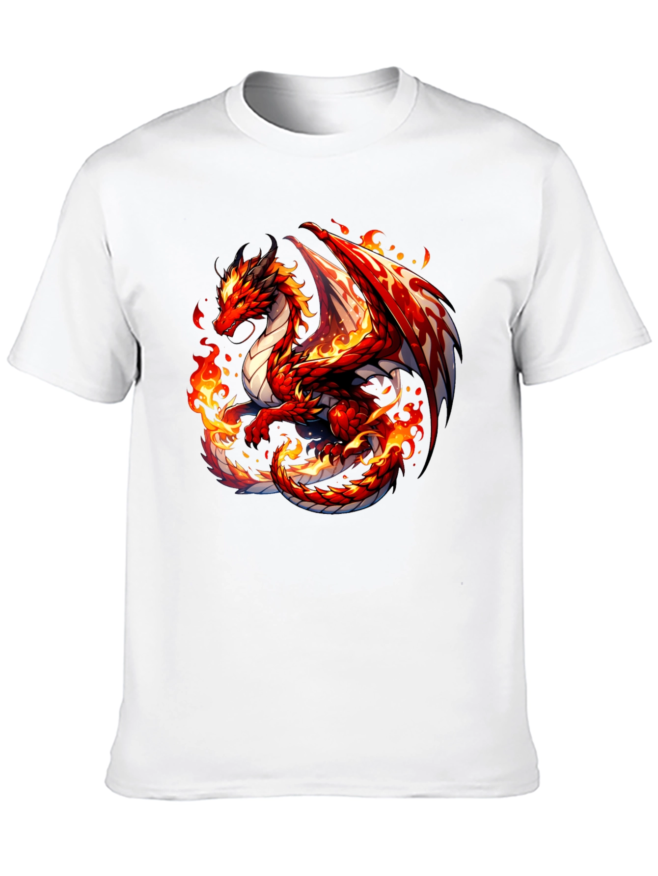 Fiery Dragon Graphic Tee - Black Cotton Shirt - 10