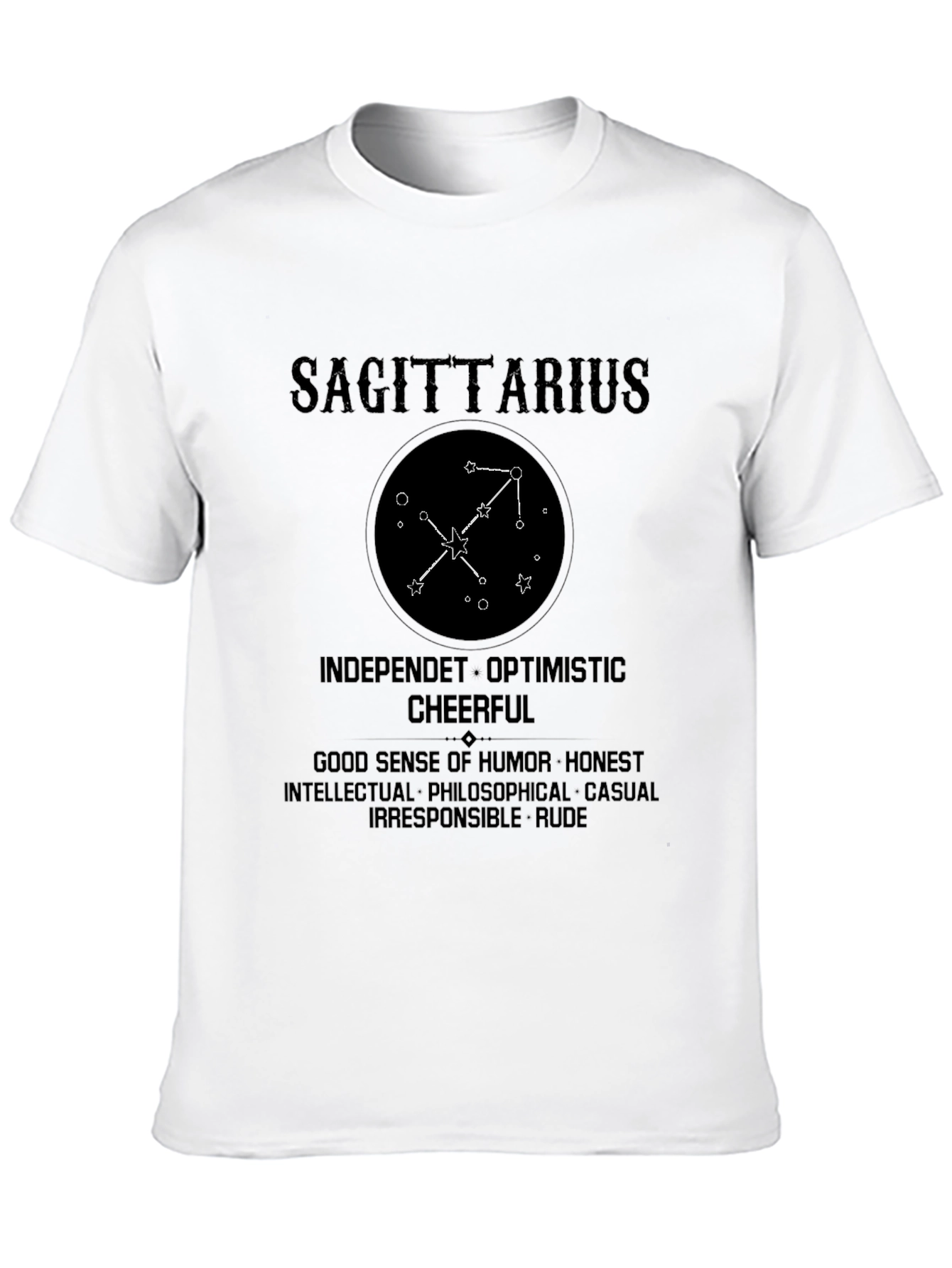 Black Sagittarius Zodiac Sign Black Graphic T-Shirt view 10