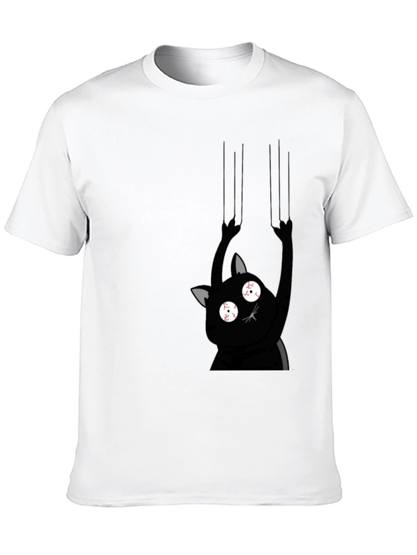 Black Crazy Cat Scratch Black T-Shirt view 10