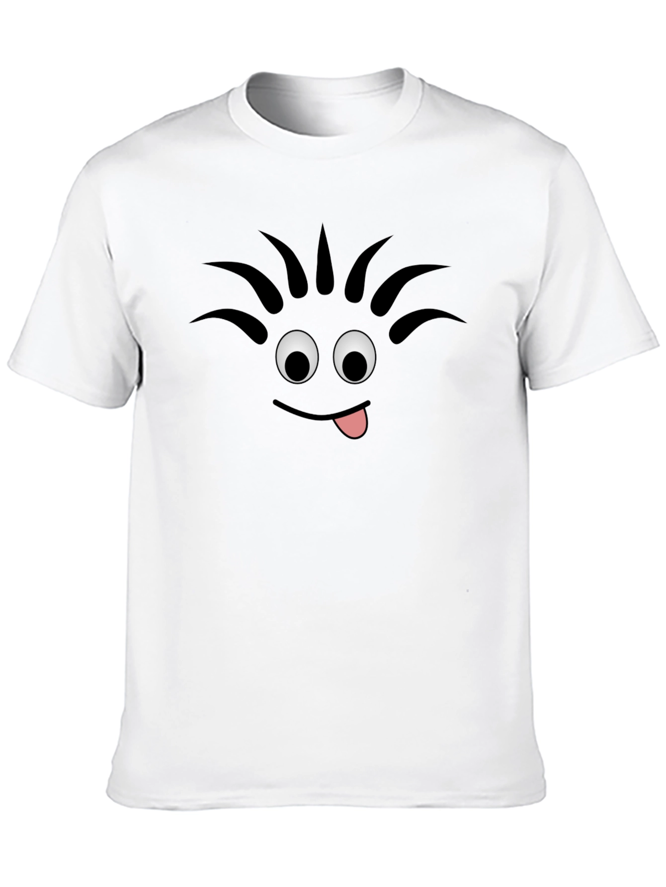 Black Funny Face Tongue Out Black Cotton T-Shirt view 10