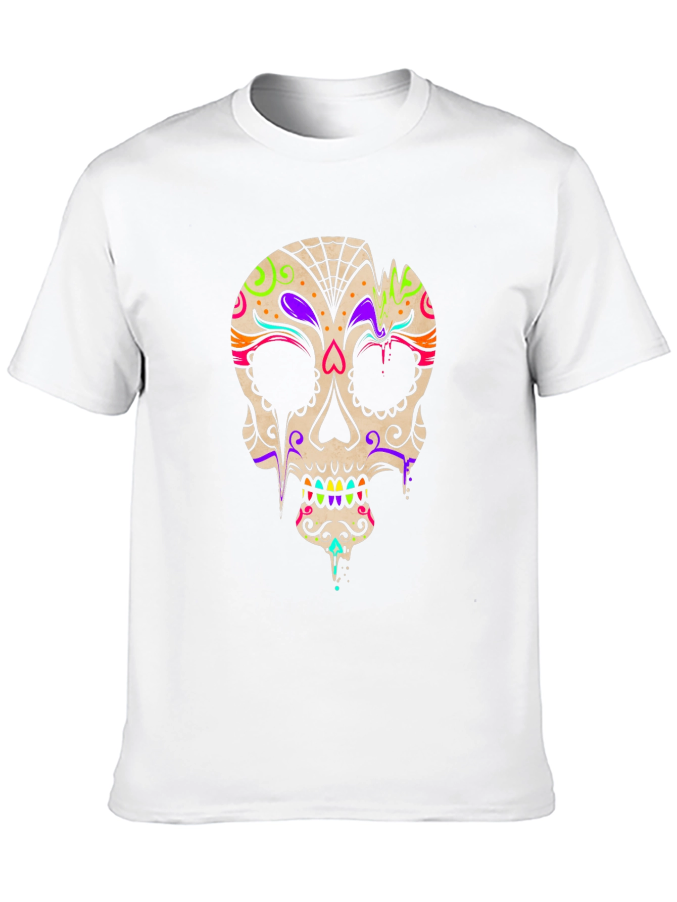 Black Day of the Dead Skull Graphic T-Shirt view 10