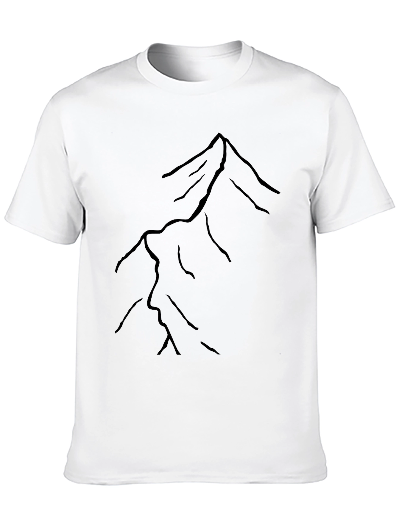 Black Mountain Line Art Graphic Tee - Black Cotton Casual T-Shirt view 10