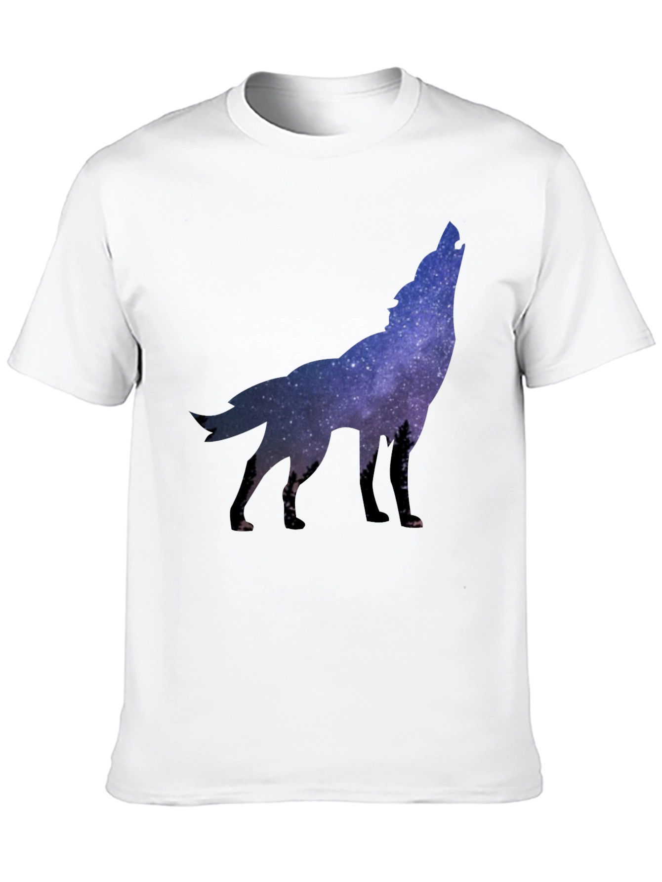 Black Galaxy Wolf Graphic Tee - Black Crew Neck T-Shirt view 10