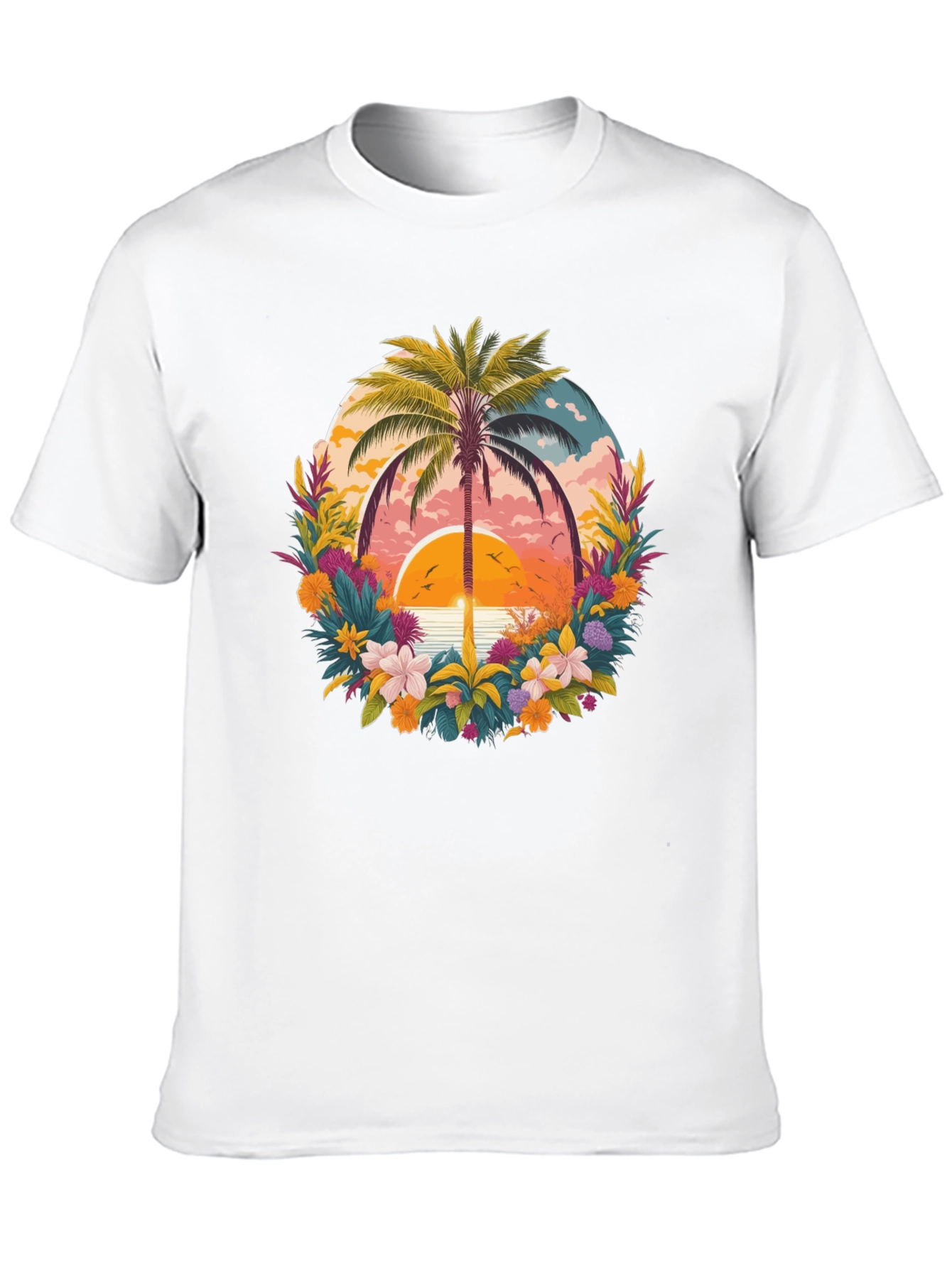 Black Tropical Sunset Palm Tree Graphic T-Shirt view 10