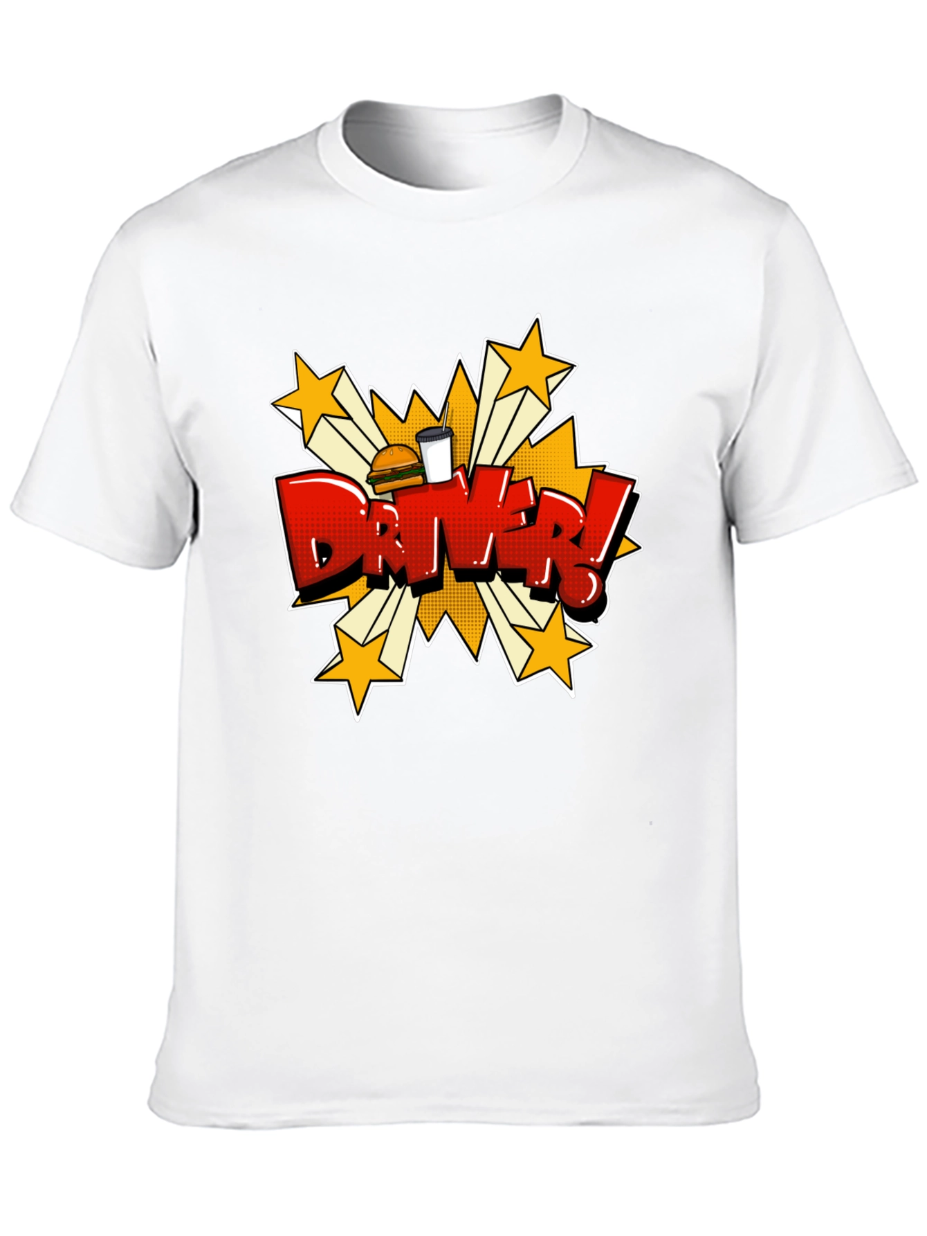 Black Driver Cartoon T-Shirt - Fast Food Delivery Style view 10