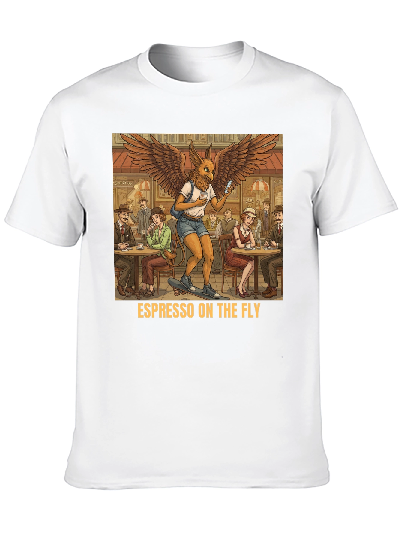 Black Espresso On The Fly T-Shirt - Quirky Graphic Tee view 10