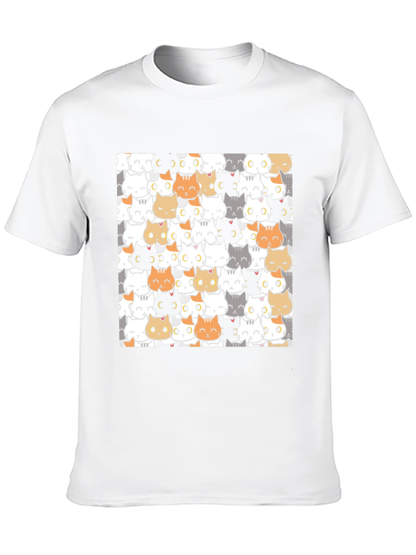 Black Cute Cartoon Cat Print Black T-Shirt view 10