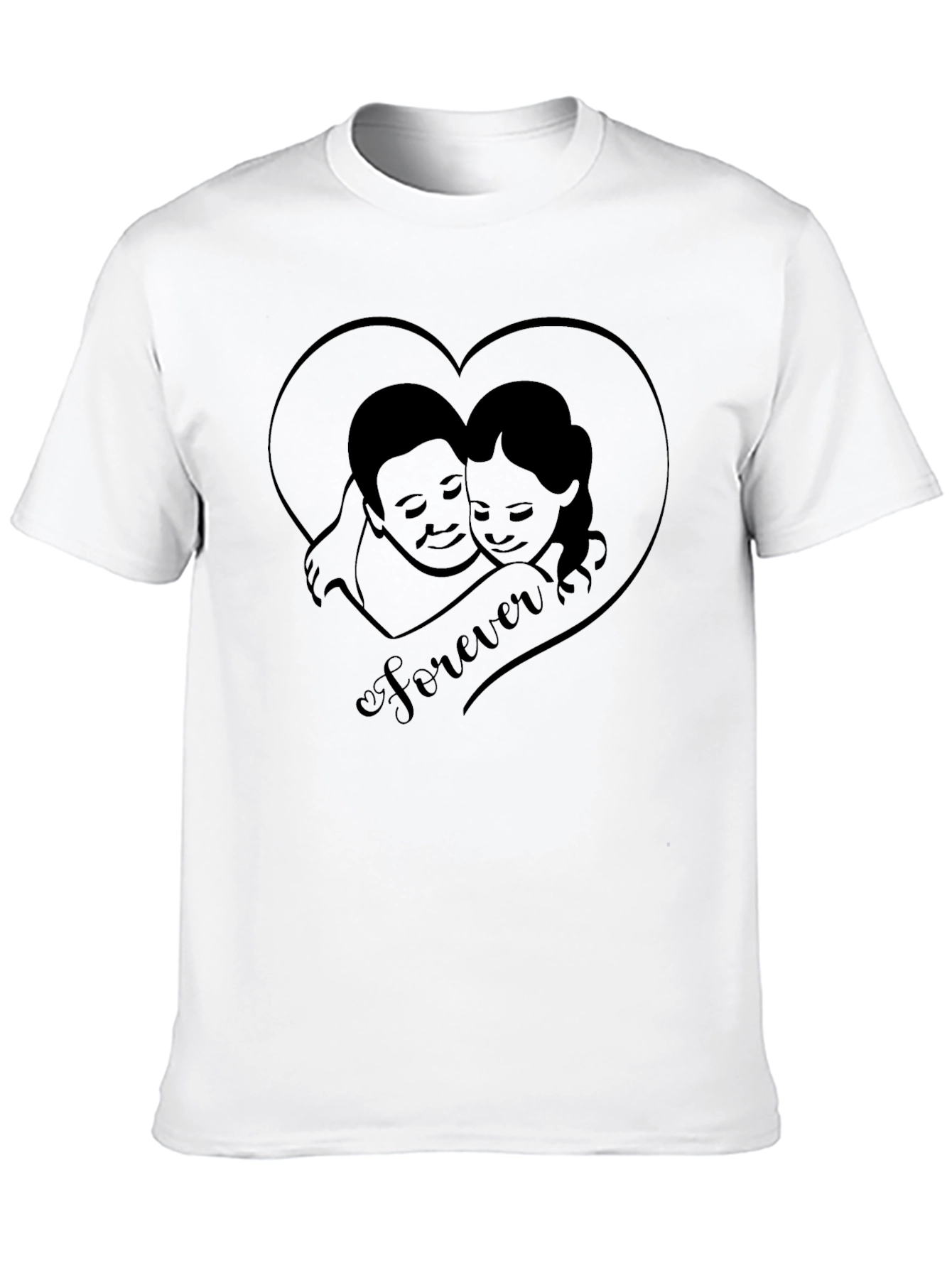 Black Forever Love Couple Heart T-Shirt view 10