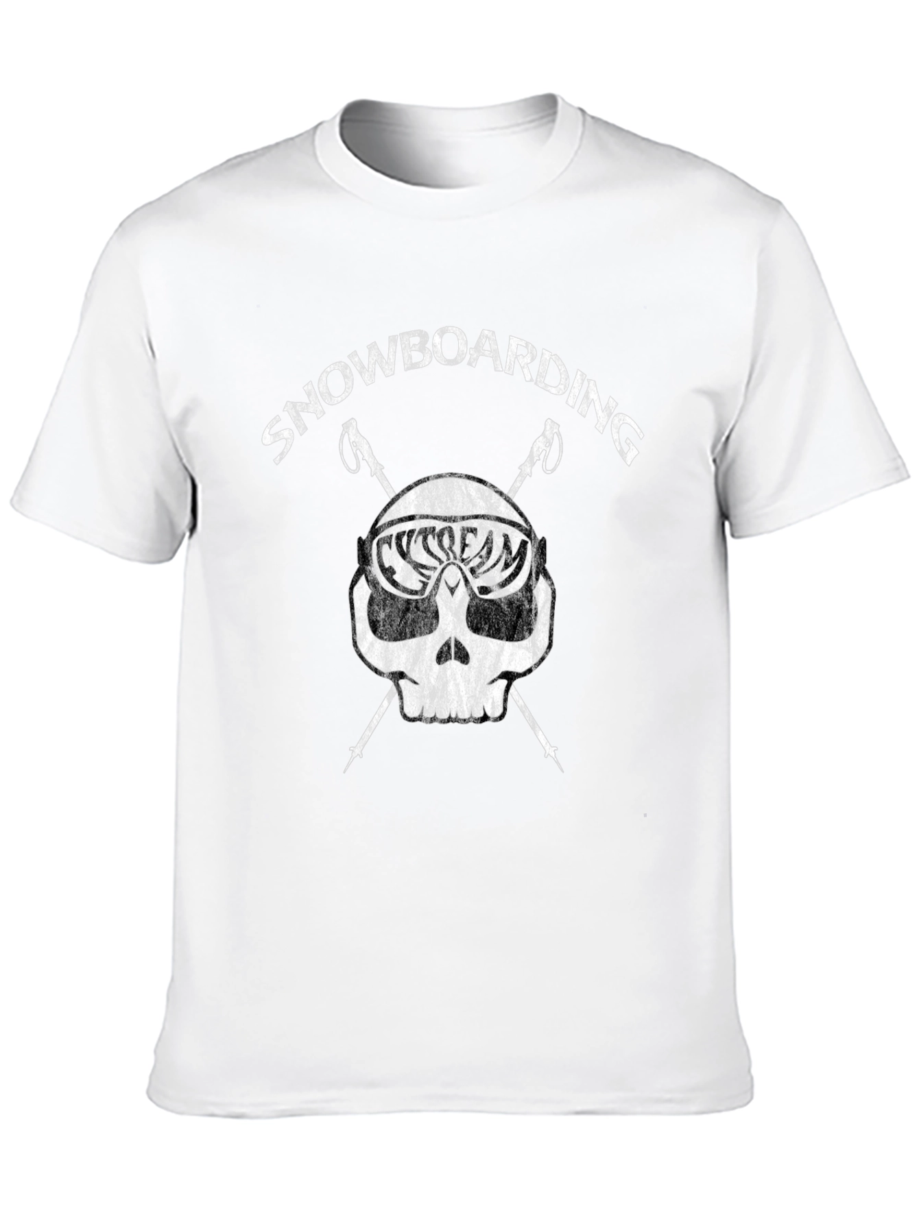 Black Snowboarding Skull Graphic T-Shirt - Black view 10
