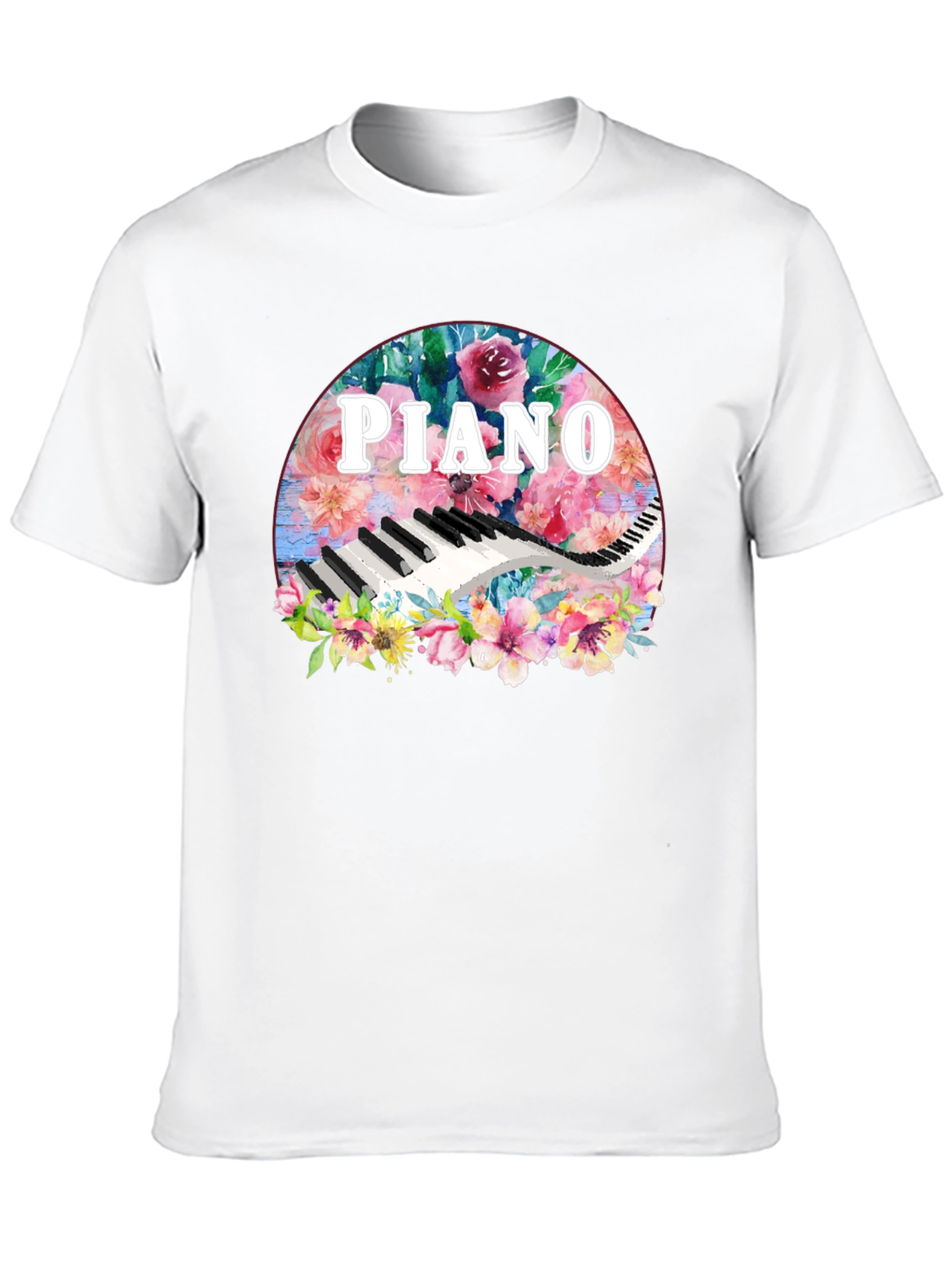Black Floral Piano T-Shirt - Music Lover Tee view 10